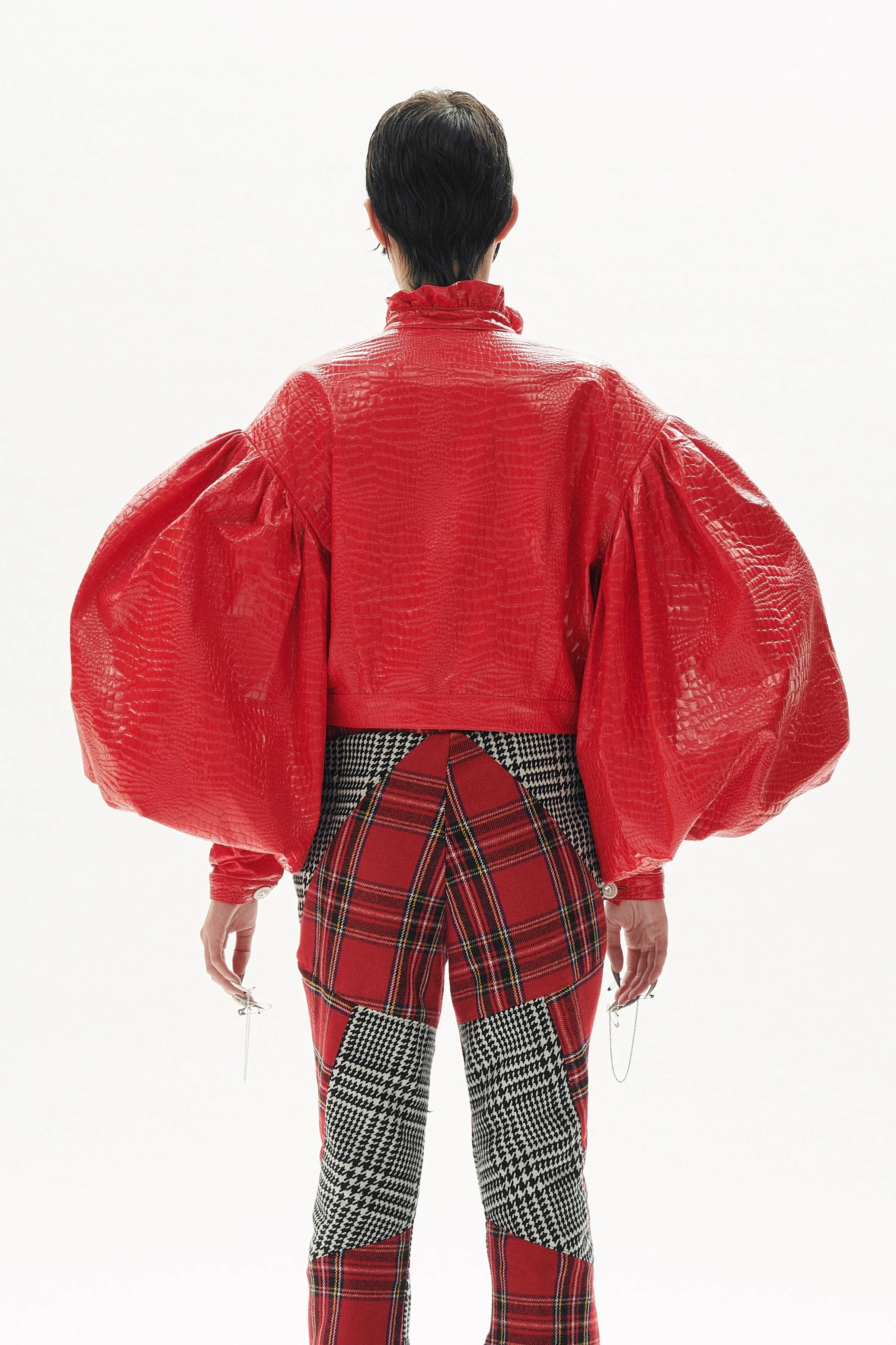 Veste manches ballon rouge