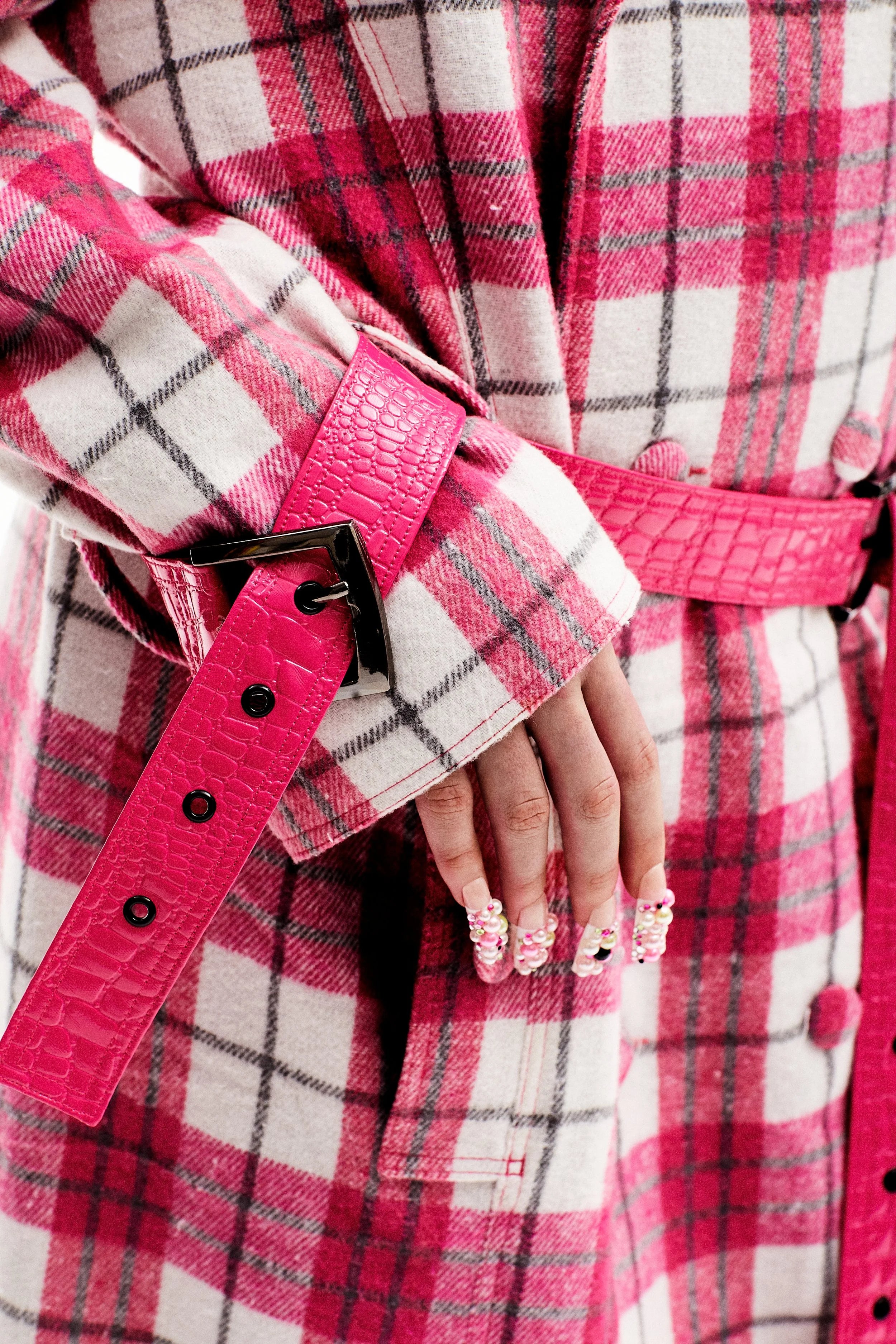 Trench en tartan rose