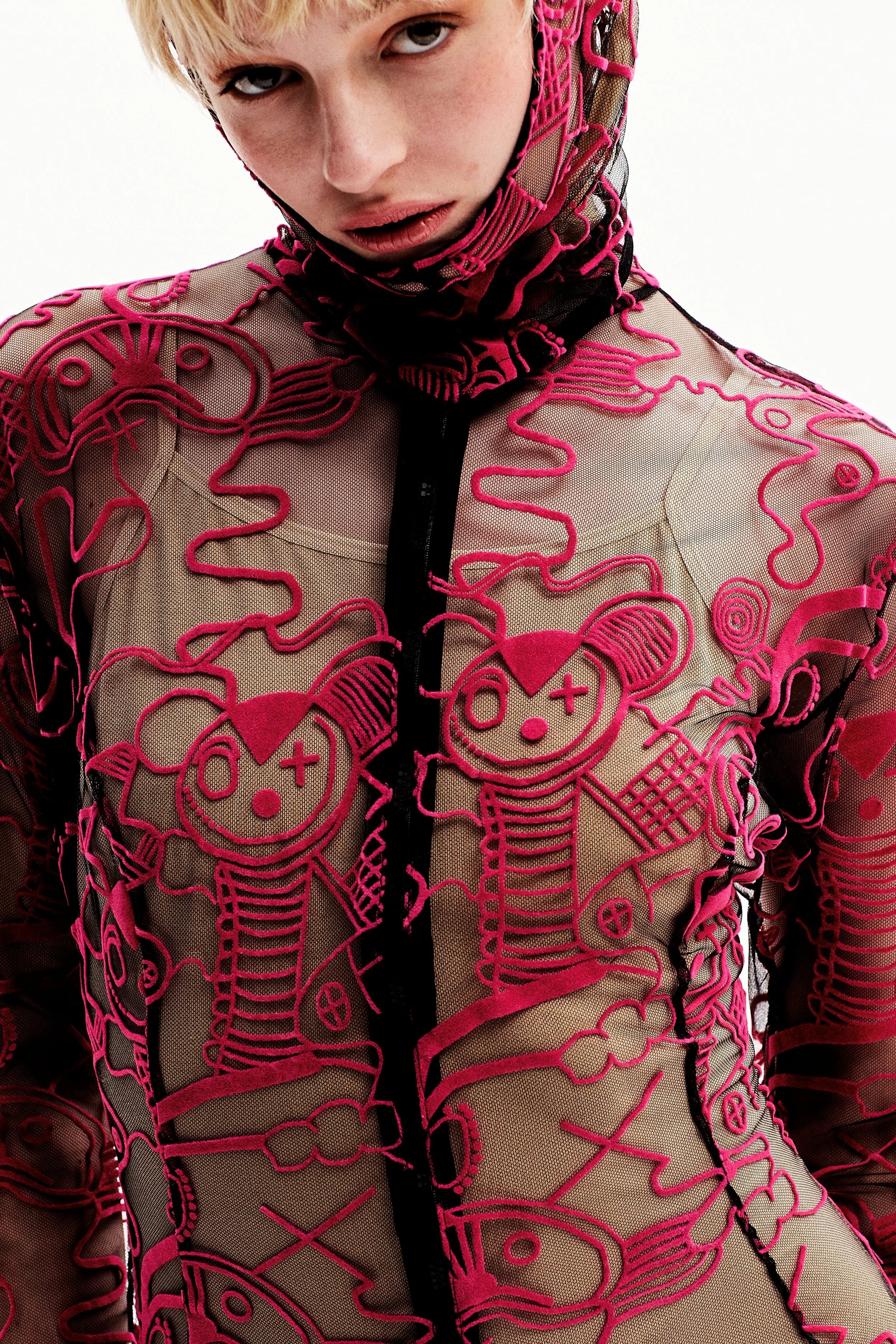 Combinaison print zip rose