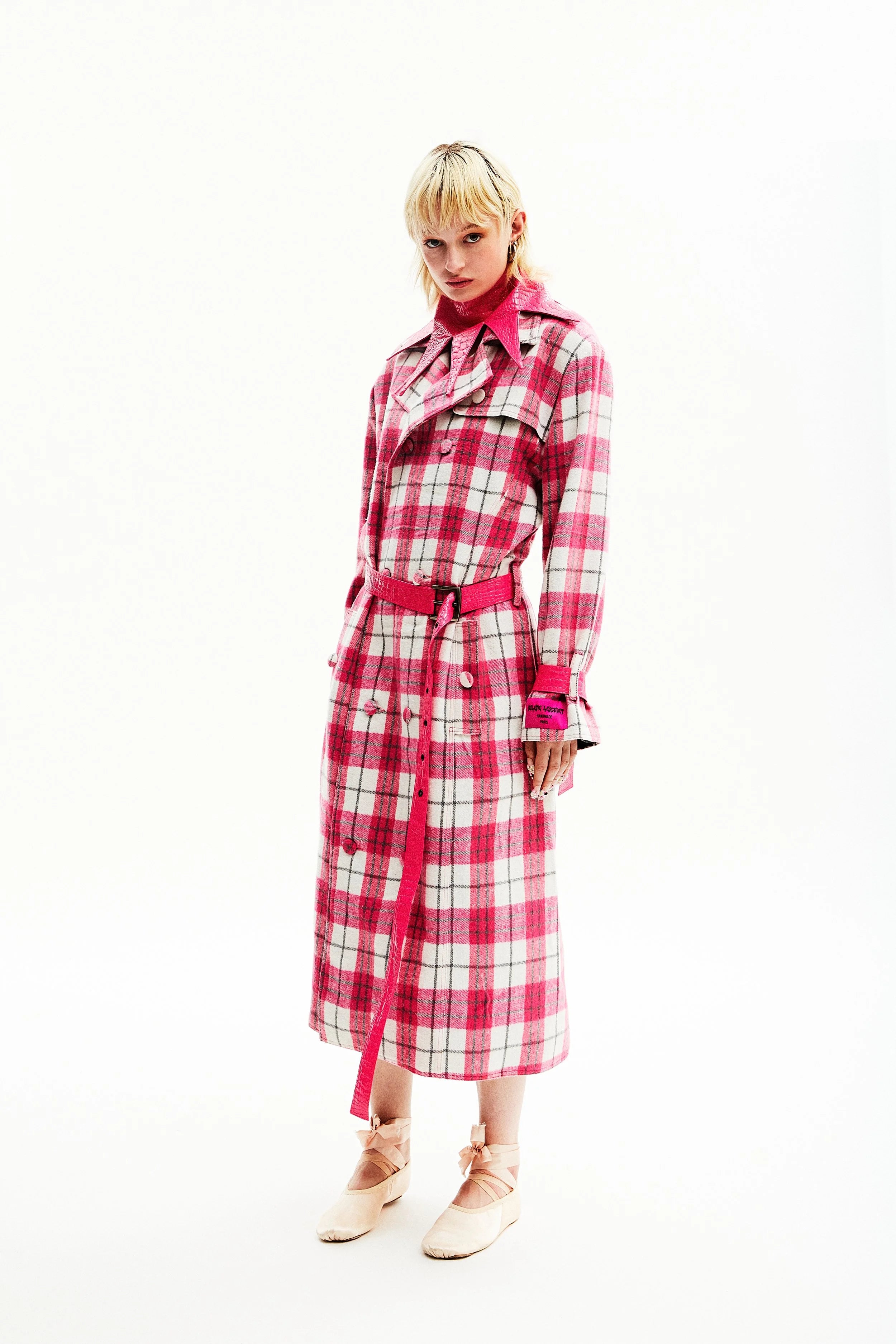 Trench en tartan rose