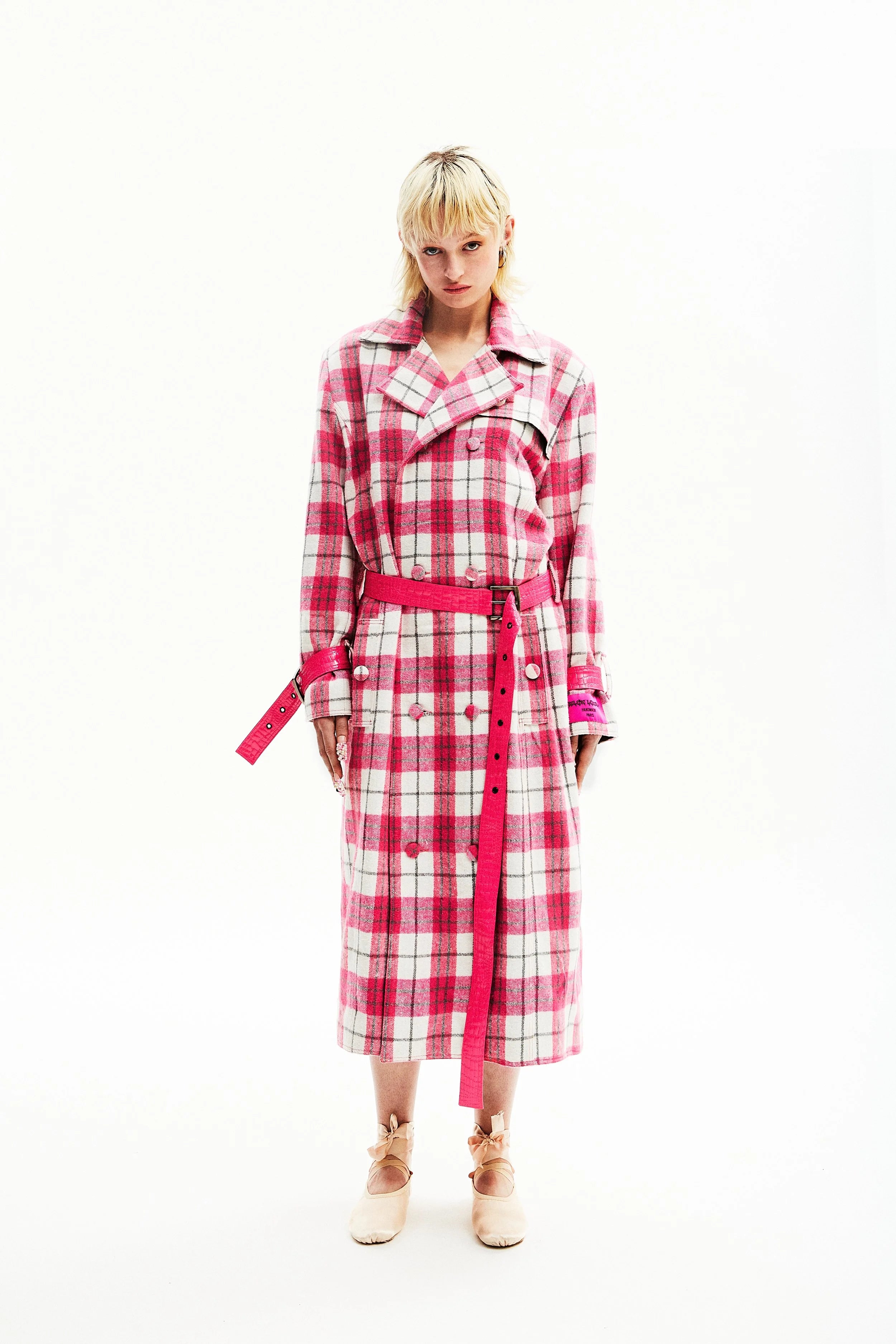 Trench en tartan rose