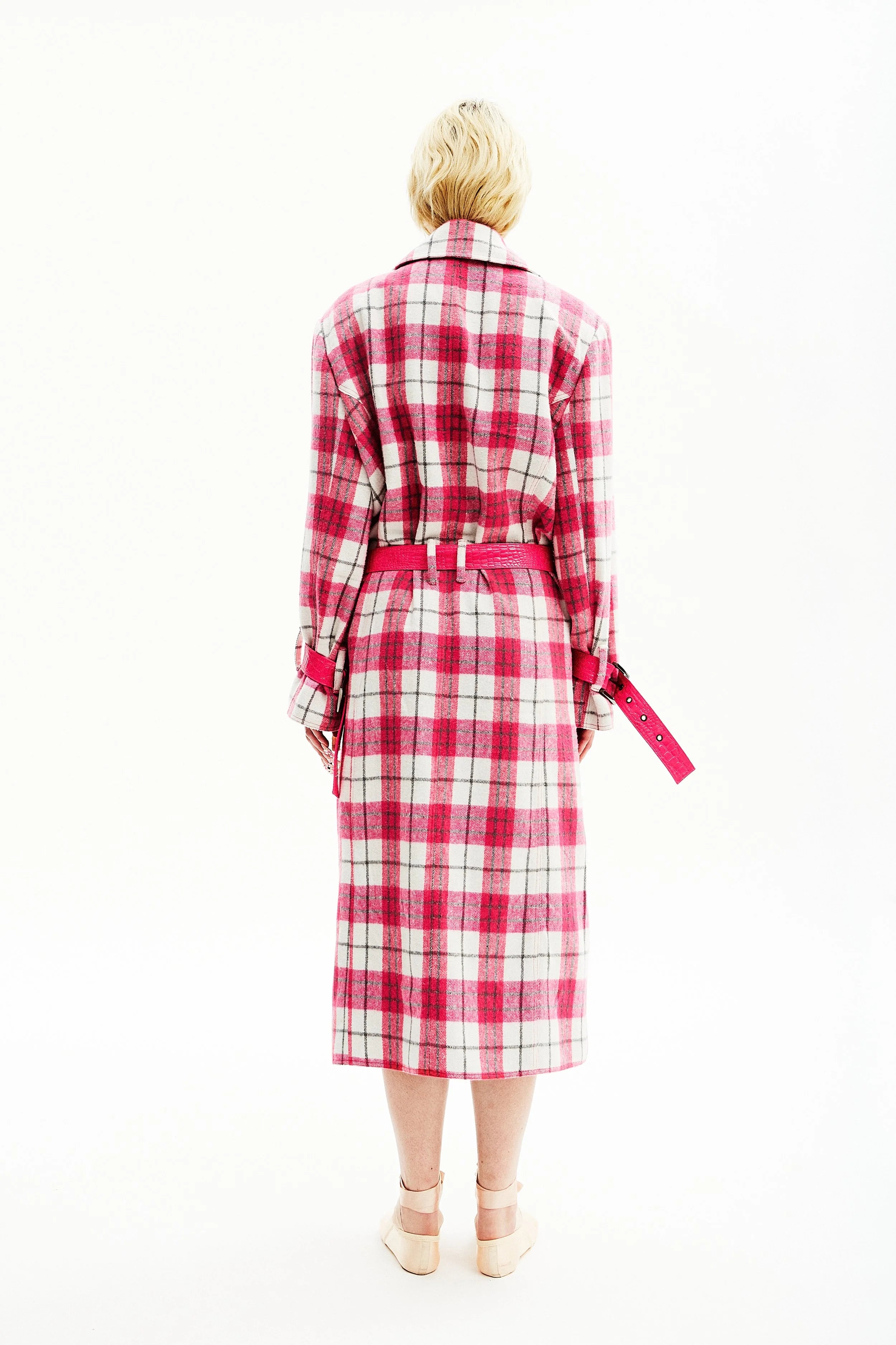 Trench en tartan rose