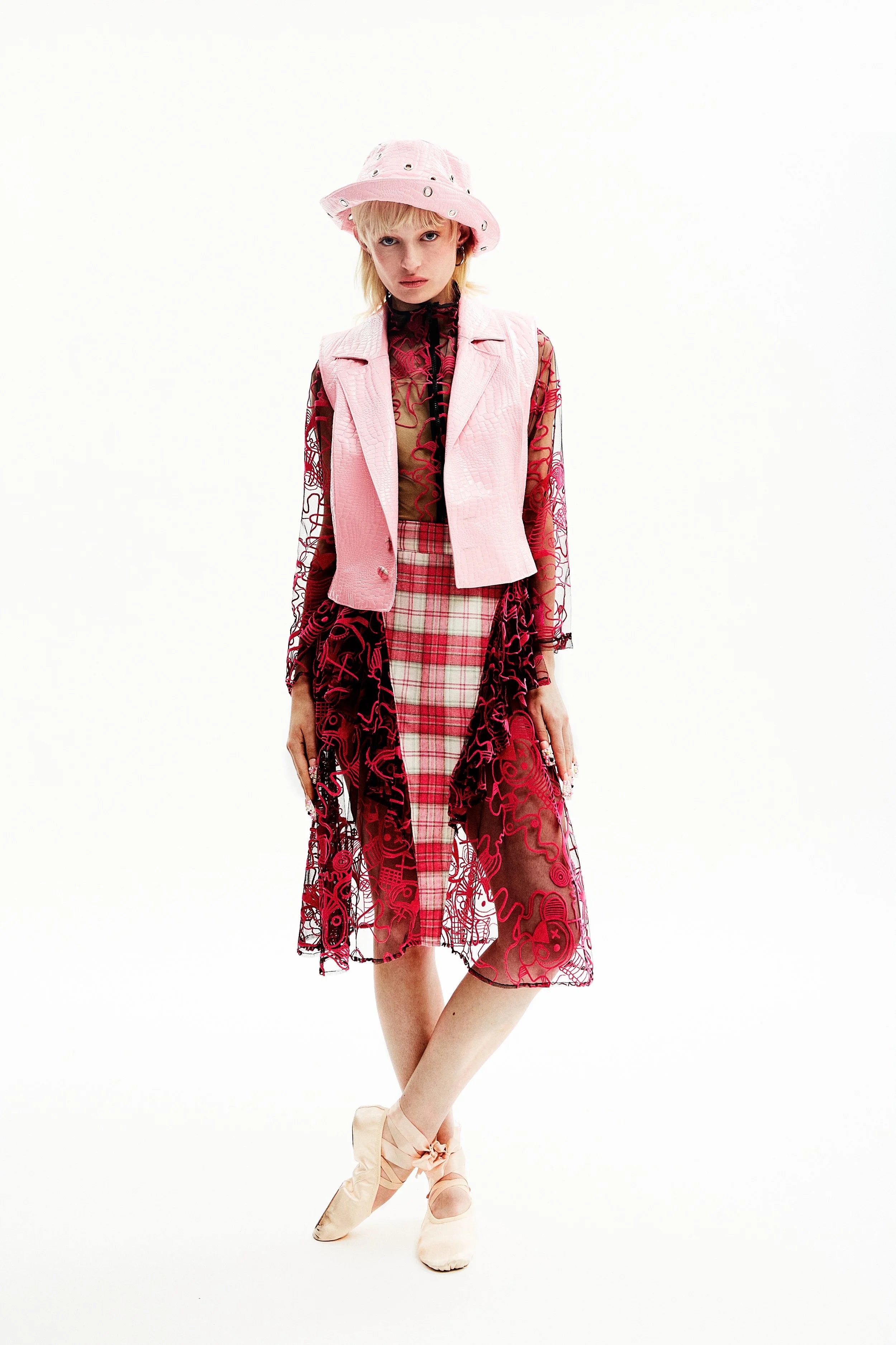 Jupe plissée patchwork