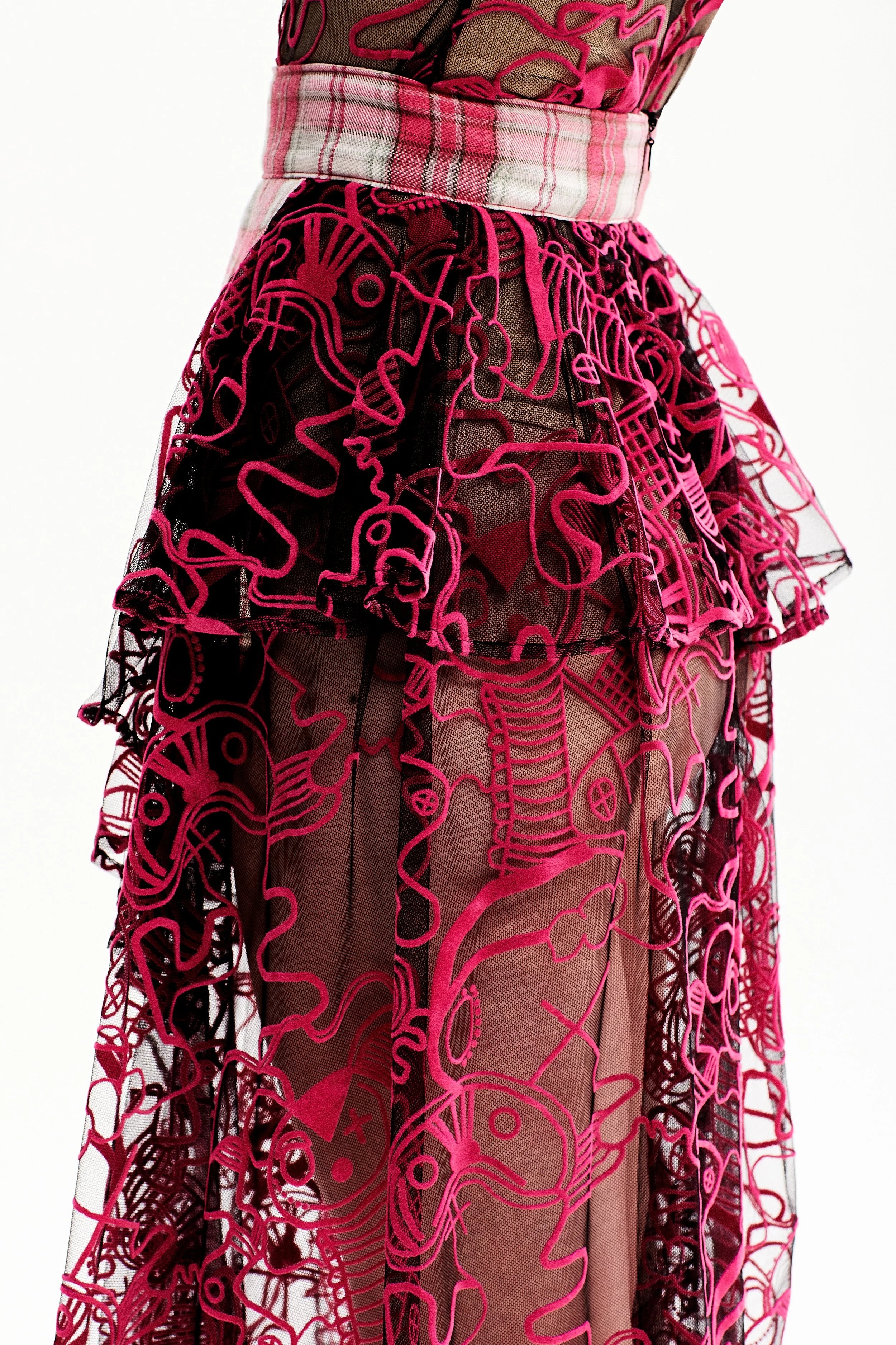 Jupe plissée patchwork