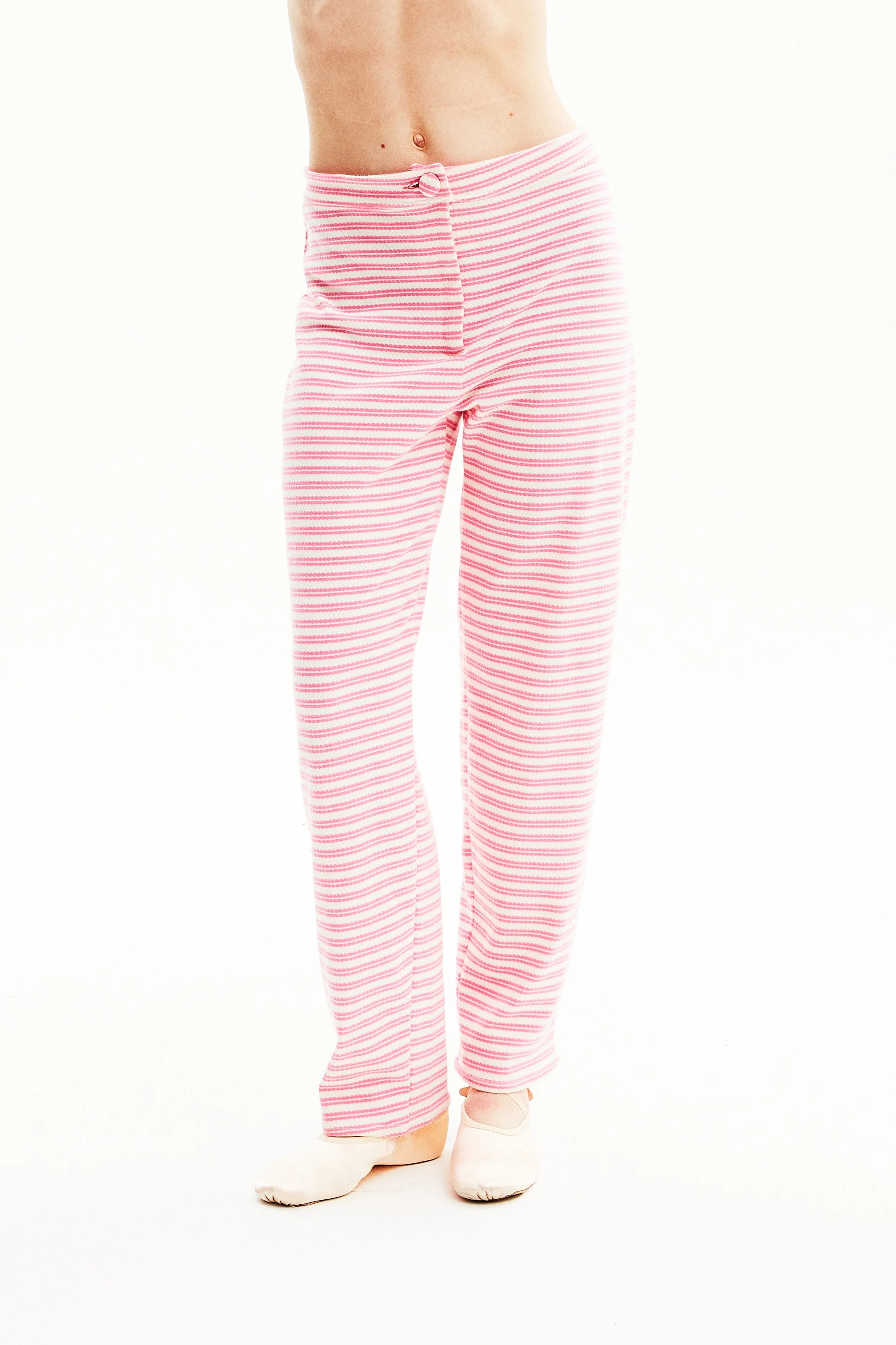 Pantalon à rayures rose et blanc