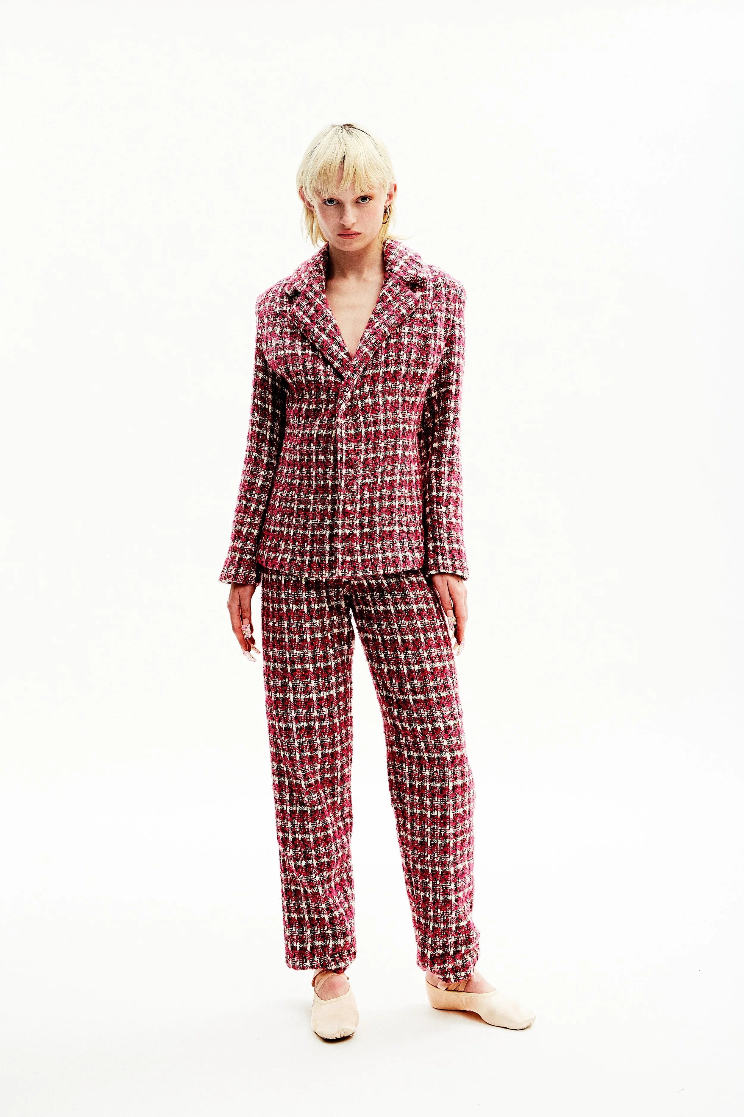 Veste en tweed rose
