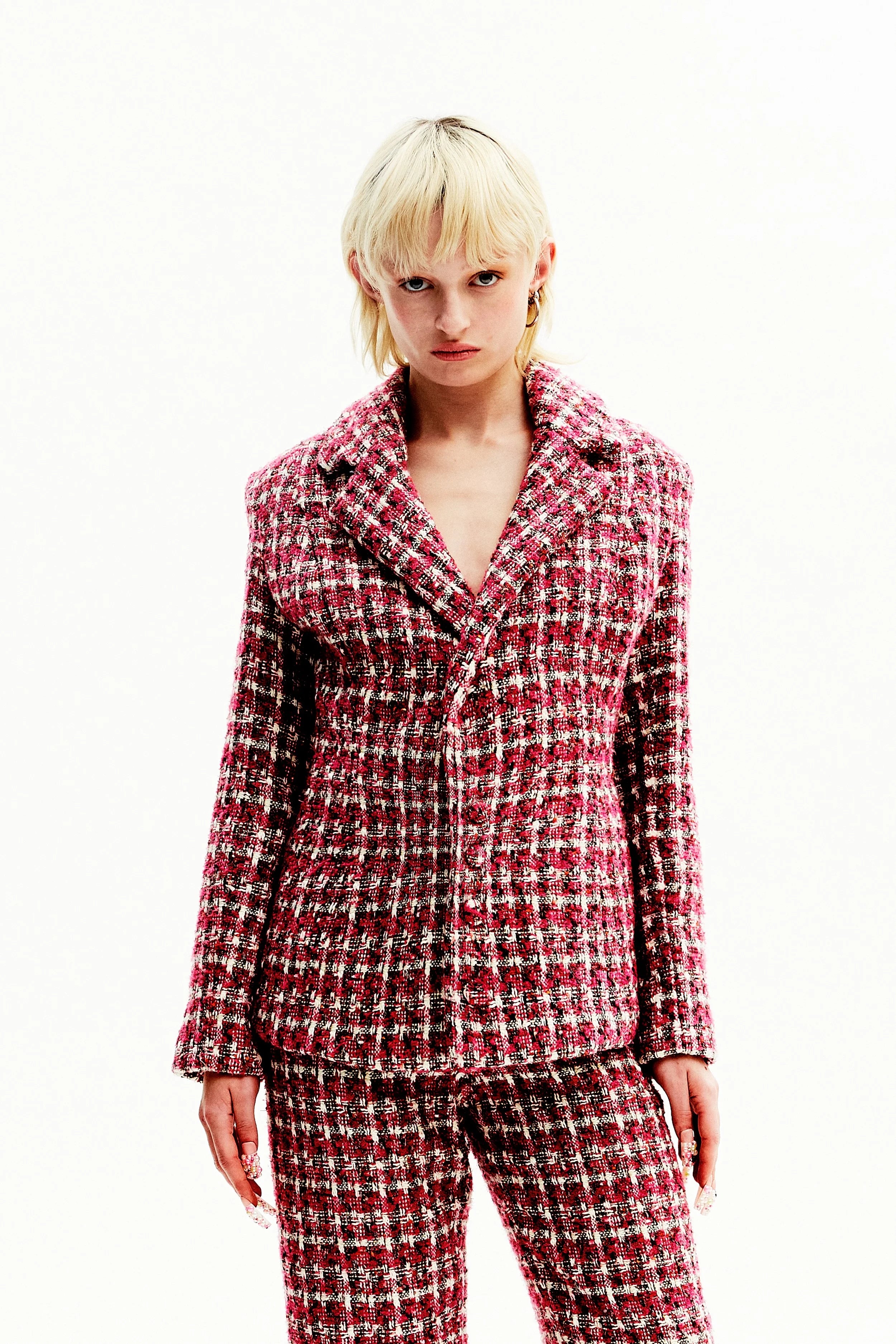 Veste en tweed rose