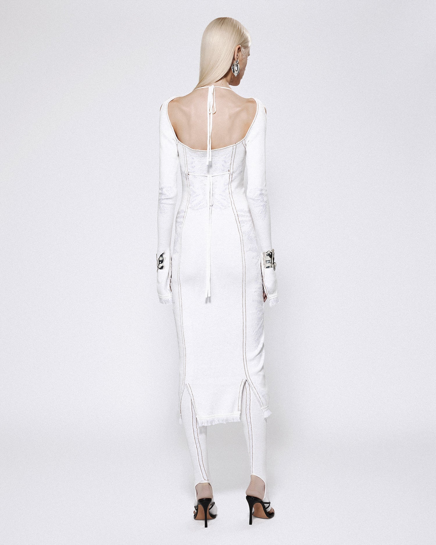 Bikini knit dress white denim