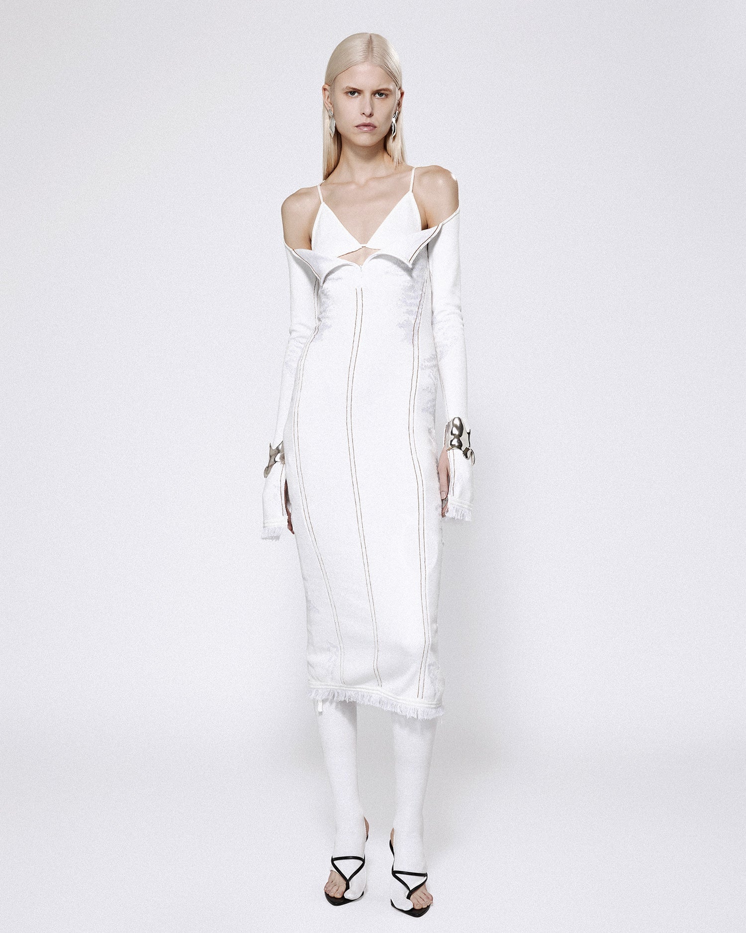 Bikini knit dress white denim