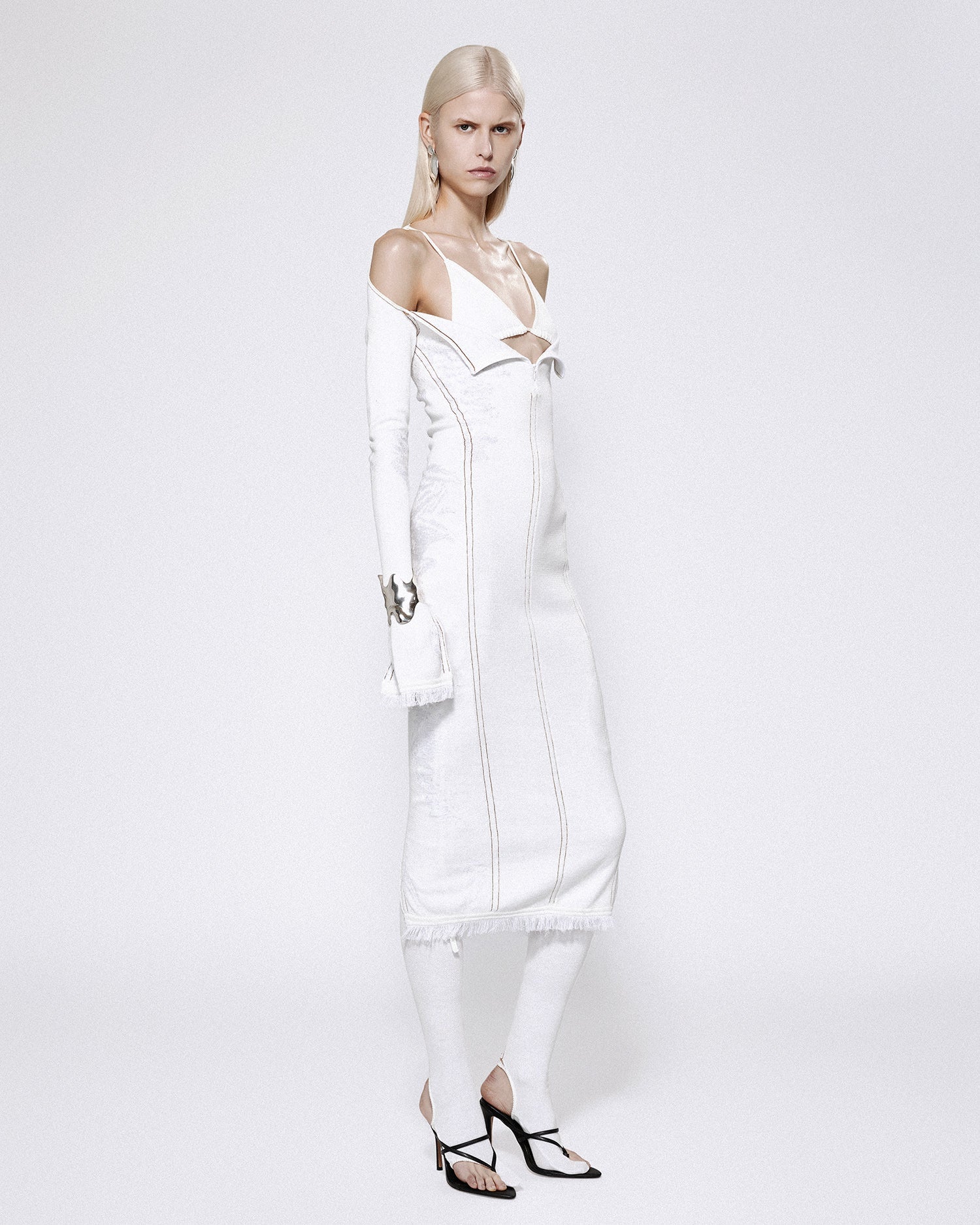 Bikini knit dress white denim