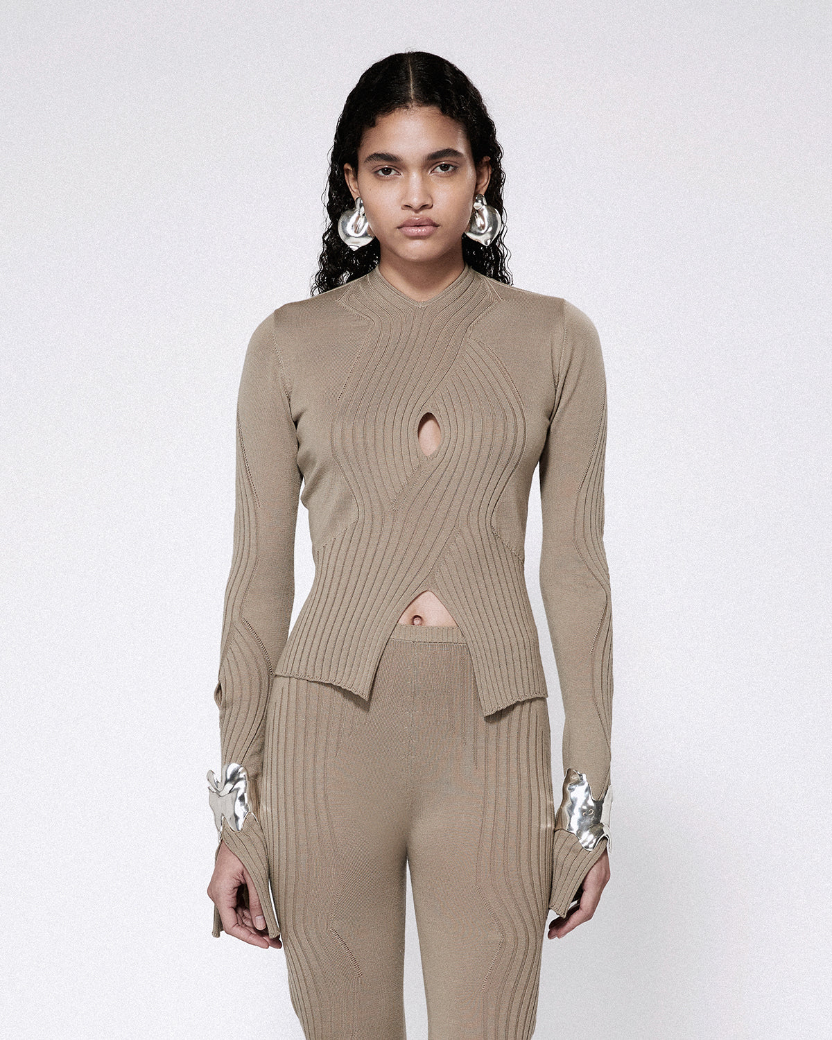 Xl cable knit top khaki