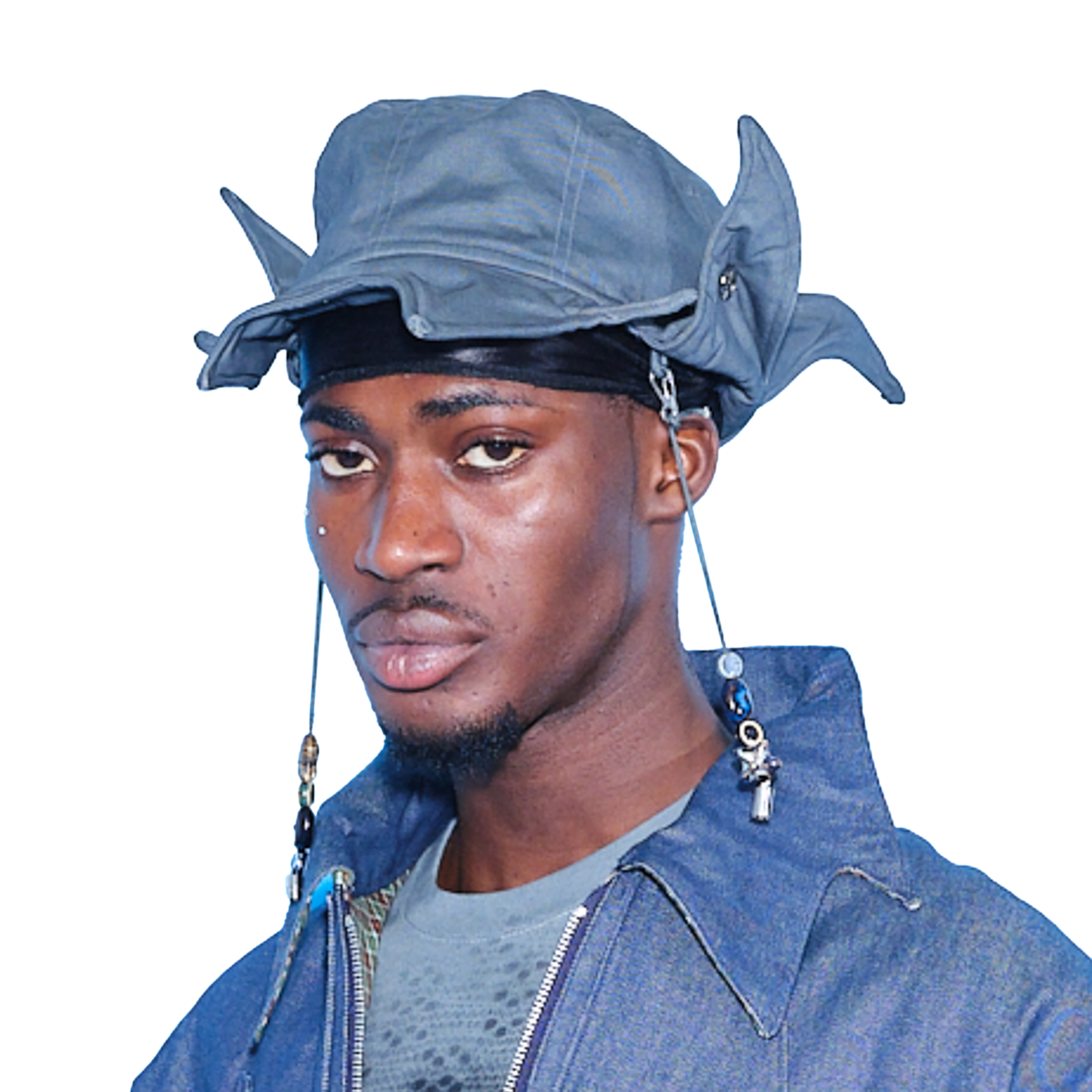 Beaded manta cap - grey