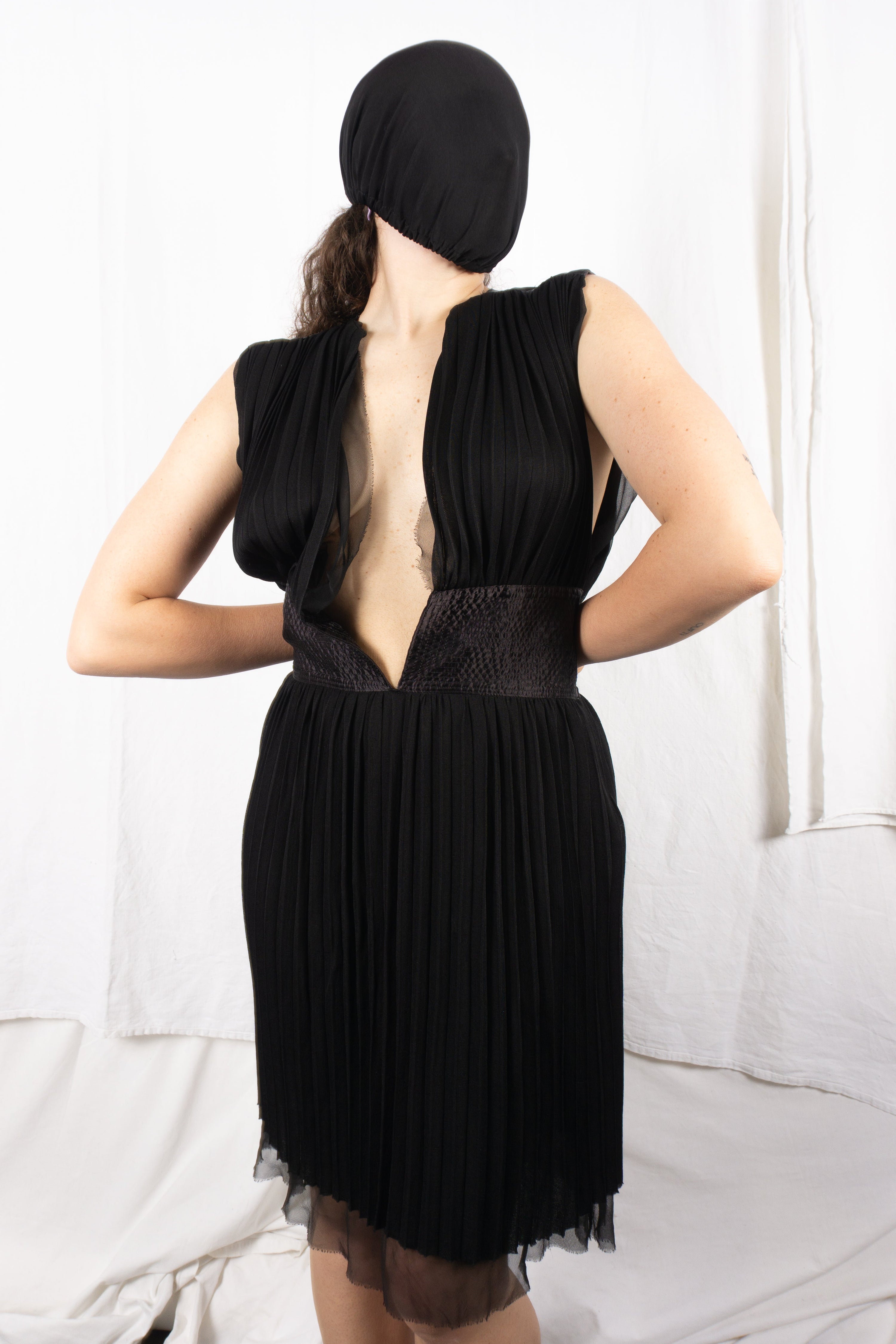 Sacai s/s 2008 pleated silk dress