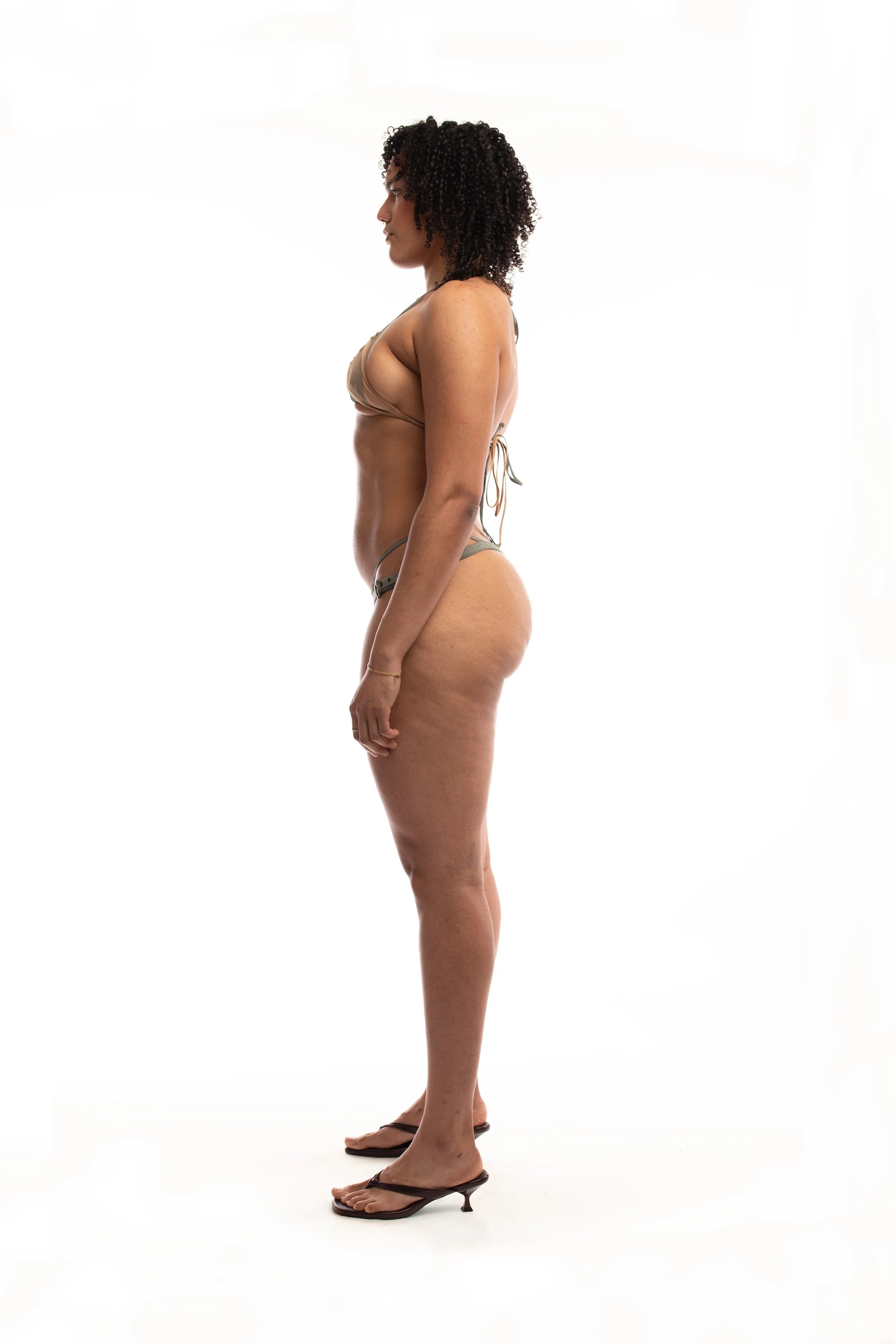 Belted bikini set - sage green & earth