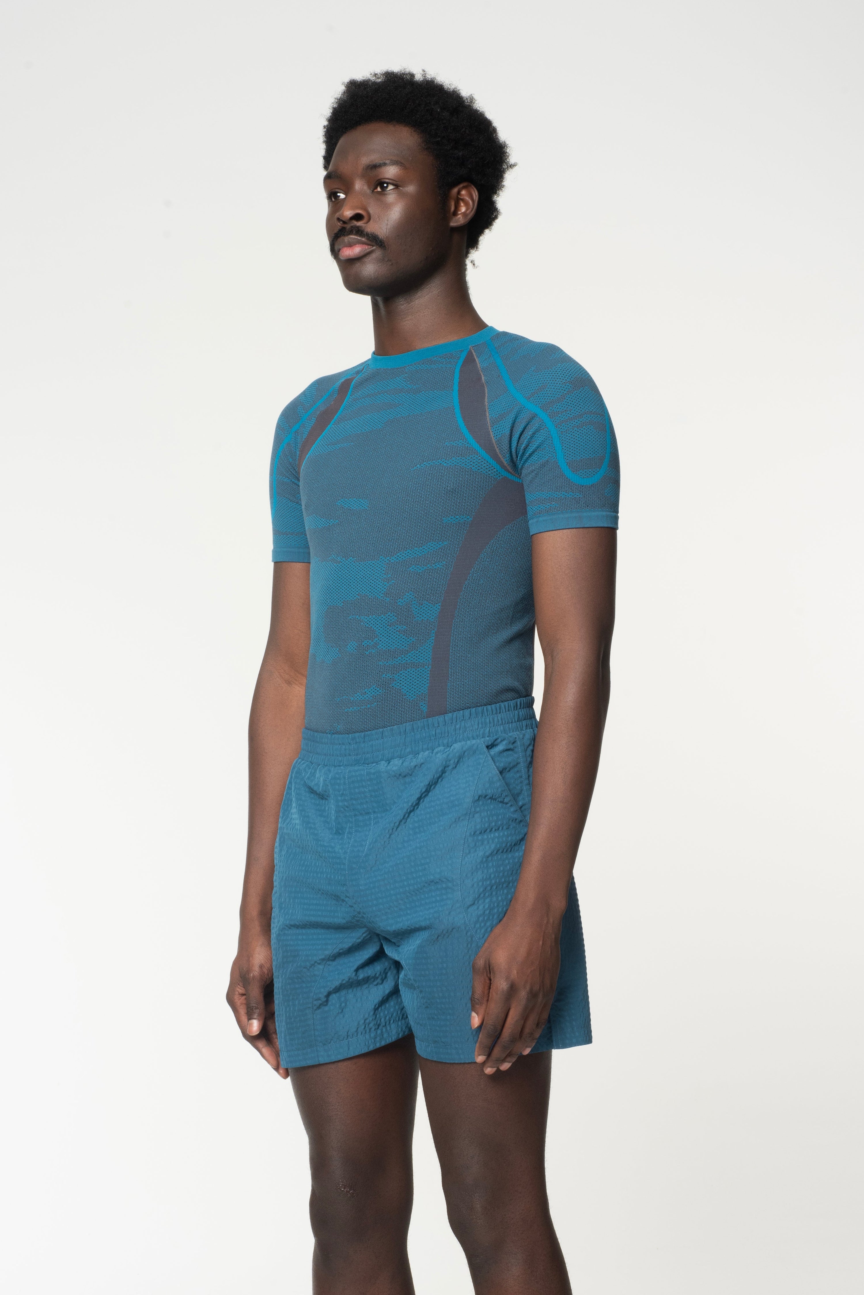 Seersucker beach shorts - teal