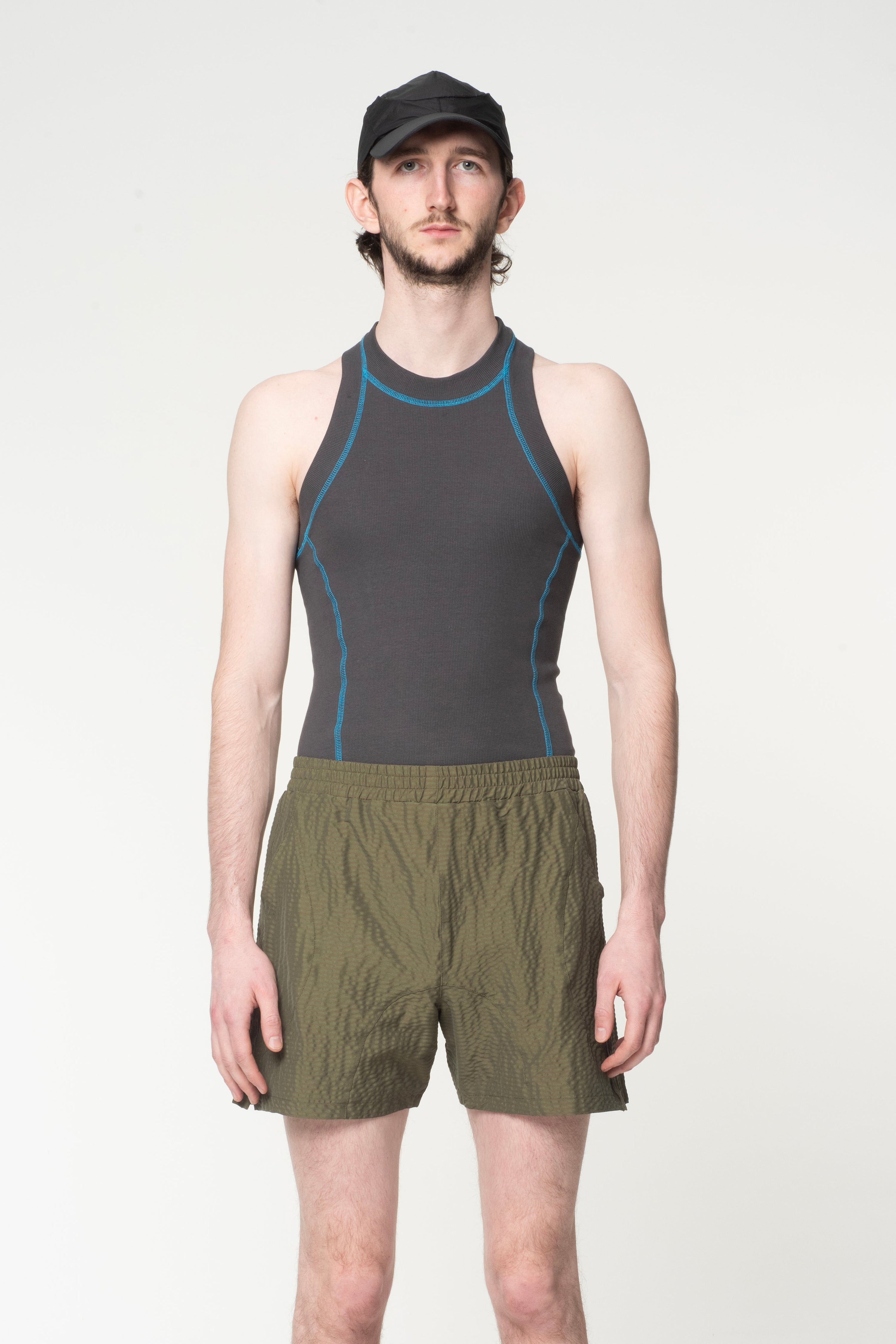 Seersucker beach shorts - khaki