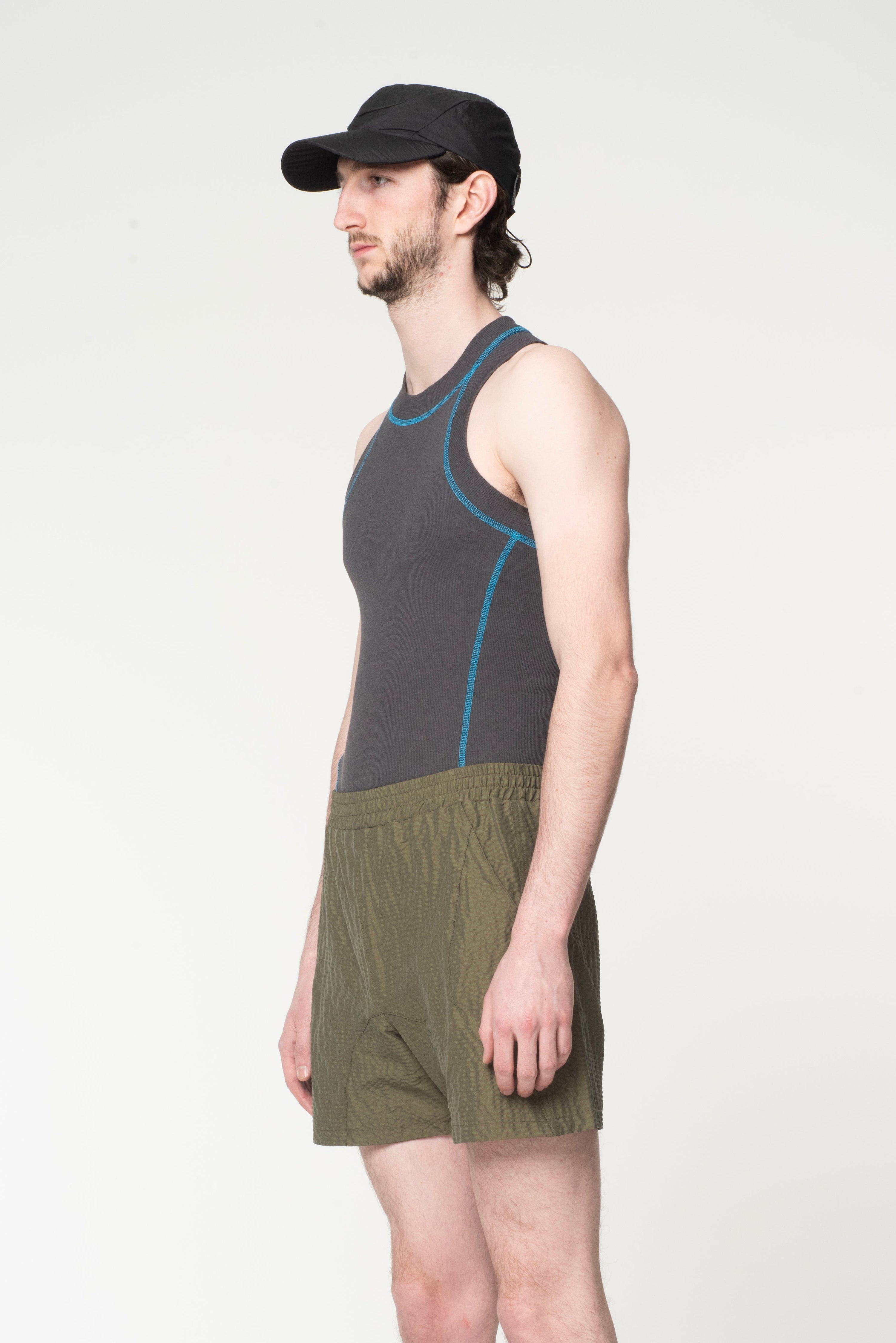 Seersucker beach shorts - khaki