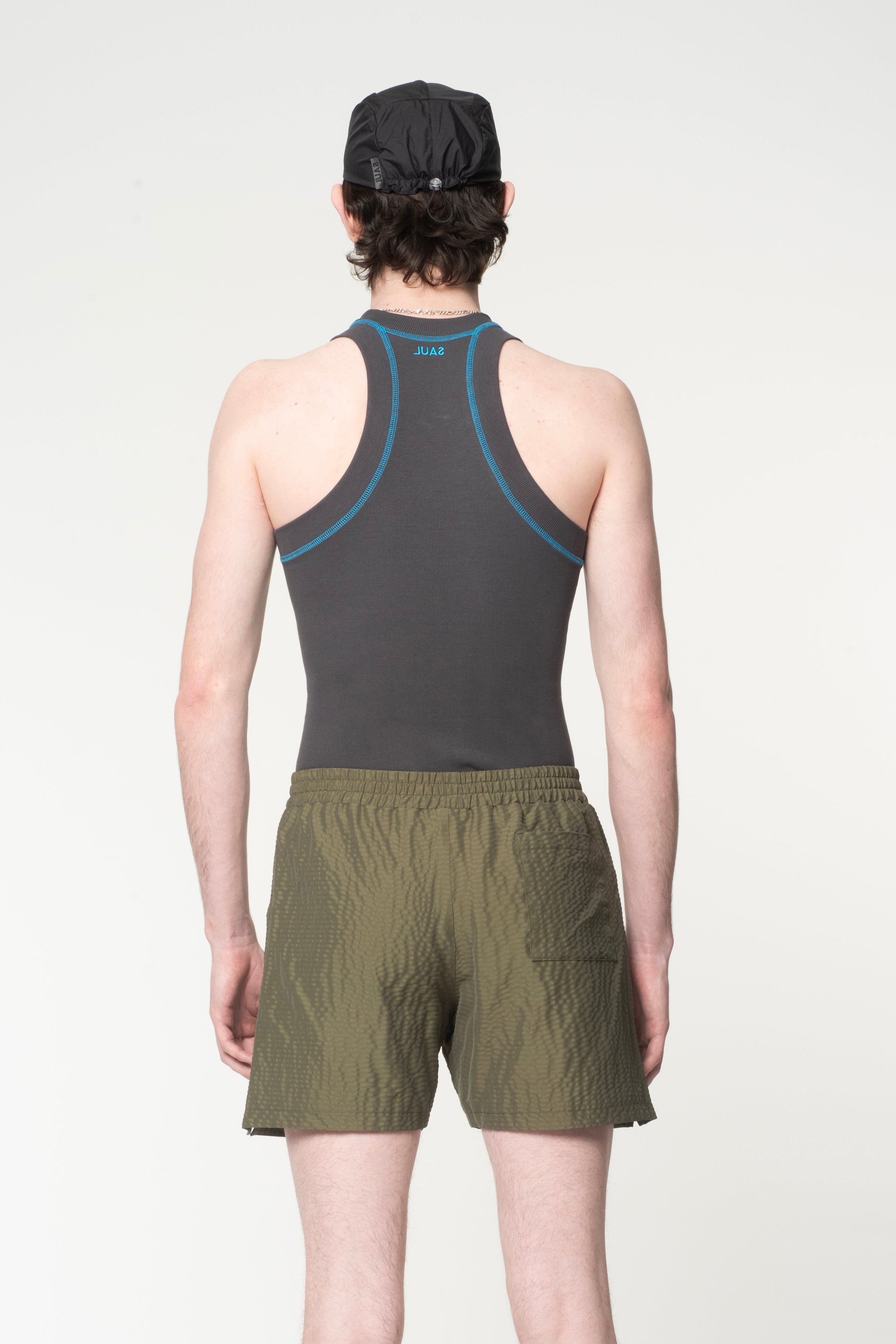 Seersucker beach shorts - khaki