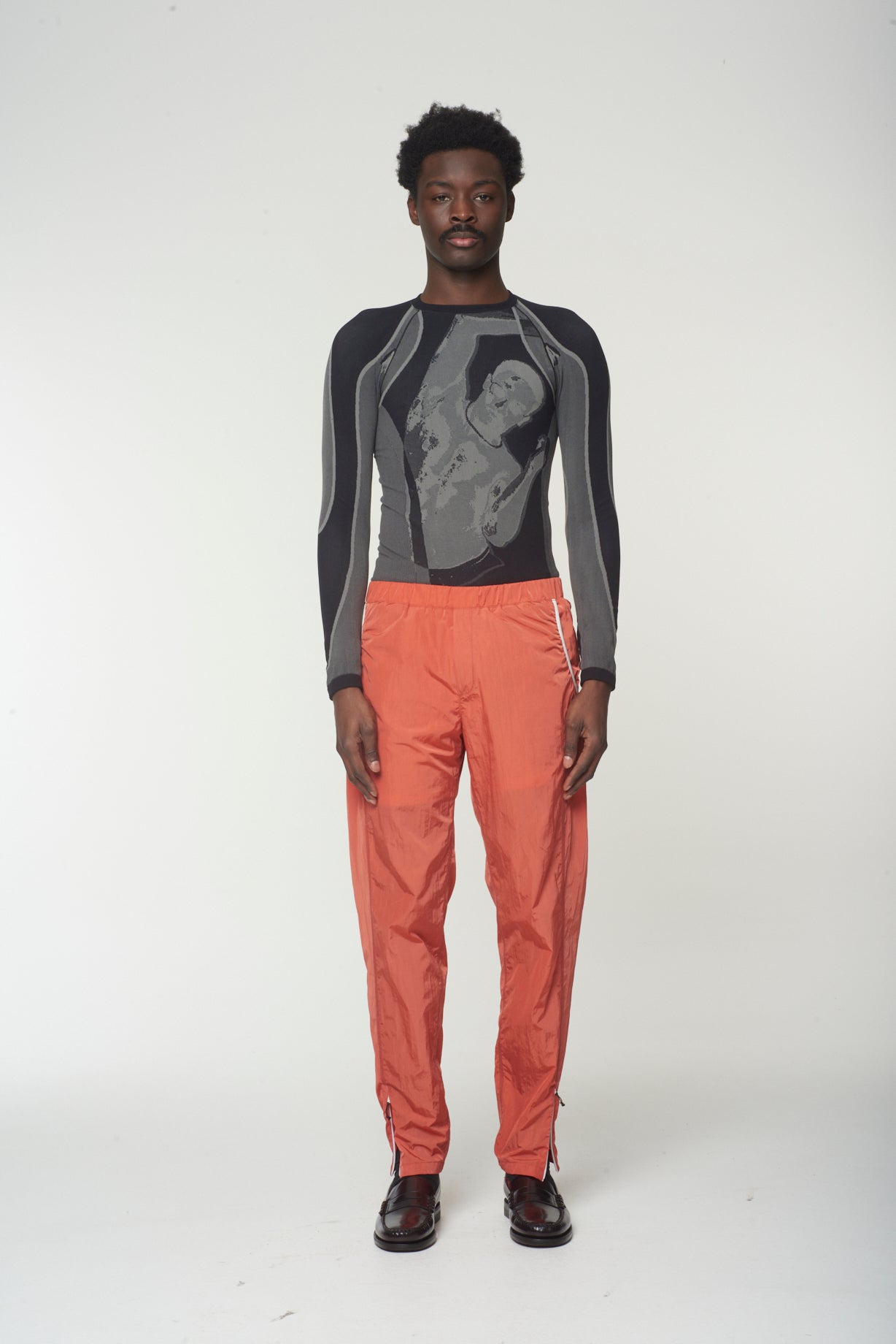 Skanking contour long sleeve top - grey/black