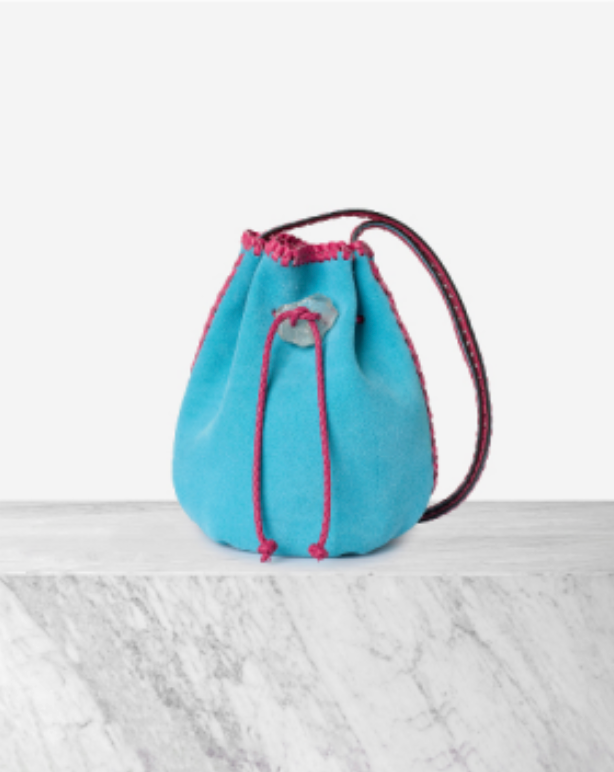 Iacobella nirmala suede bag - light blue with pink