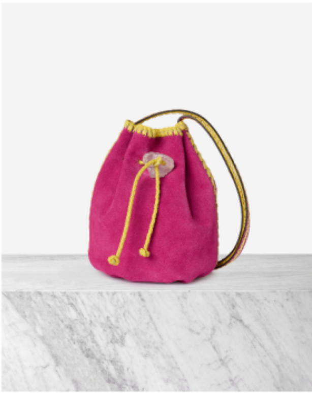 Iacobella nirmala suede bag - pink with yellow