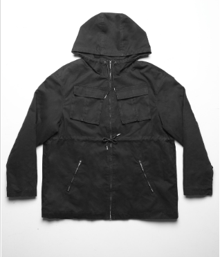 Black raw parka