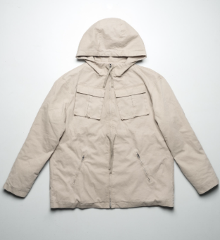 Beige raw parka