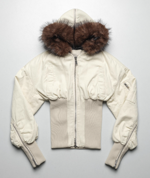 Beige women's fitted bomber 2.0