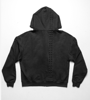 Black pyramid embossed  zip hoodie
