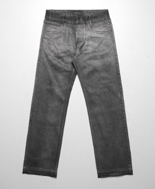 Grey raw loose denim