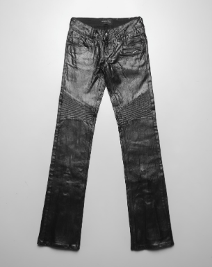 Waxed flared denim