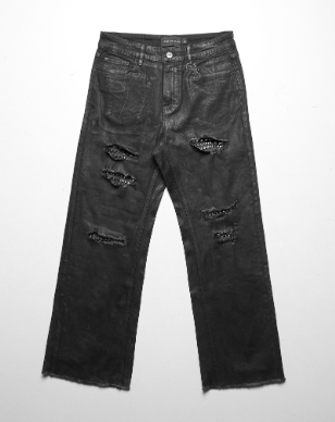 Black studded denim