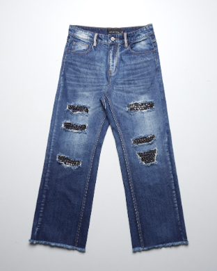 Blue studded denim