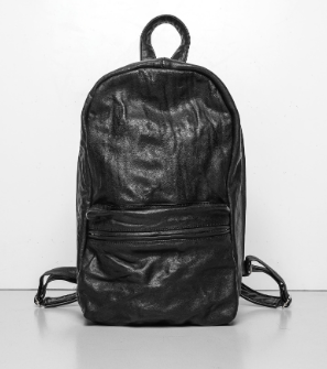 Raw leather backpack