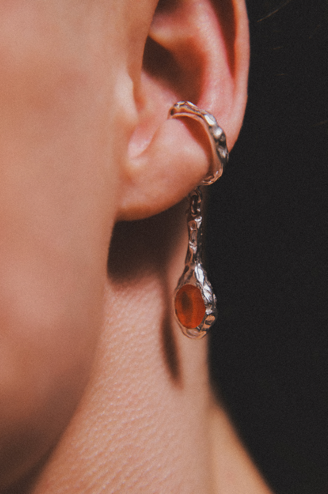 Fusion drop ear-cuff citrine