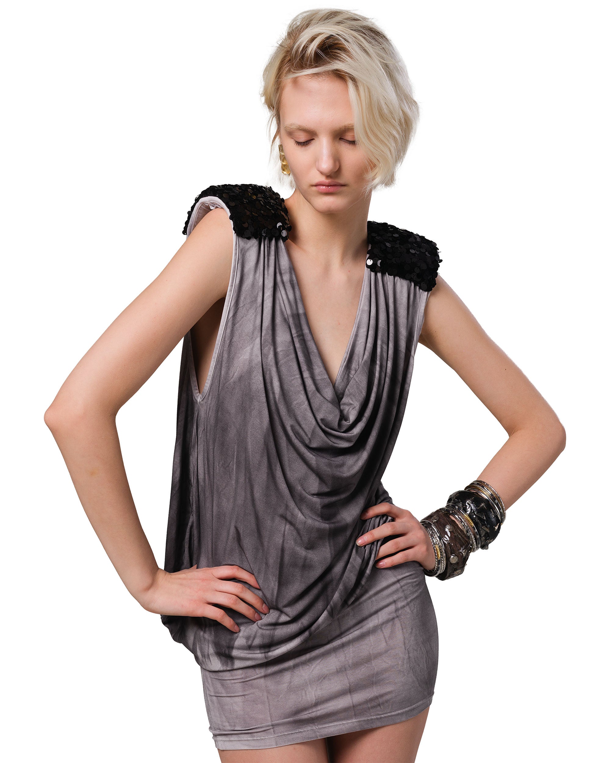 Shoulder pad mini dress