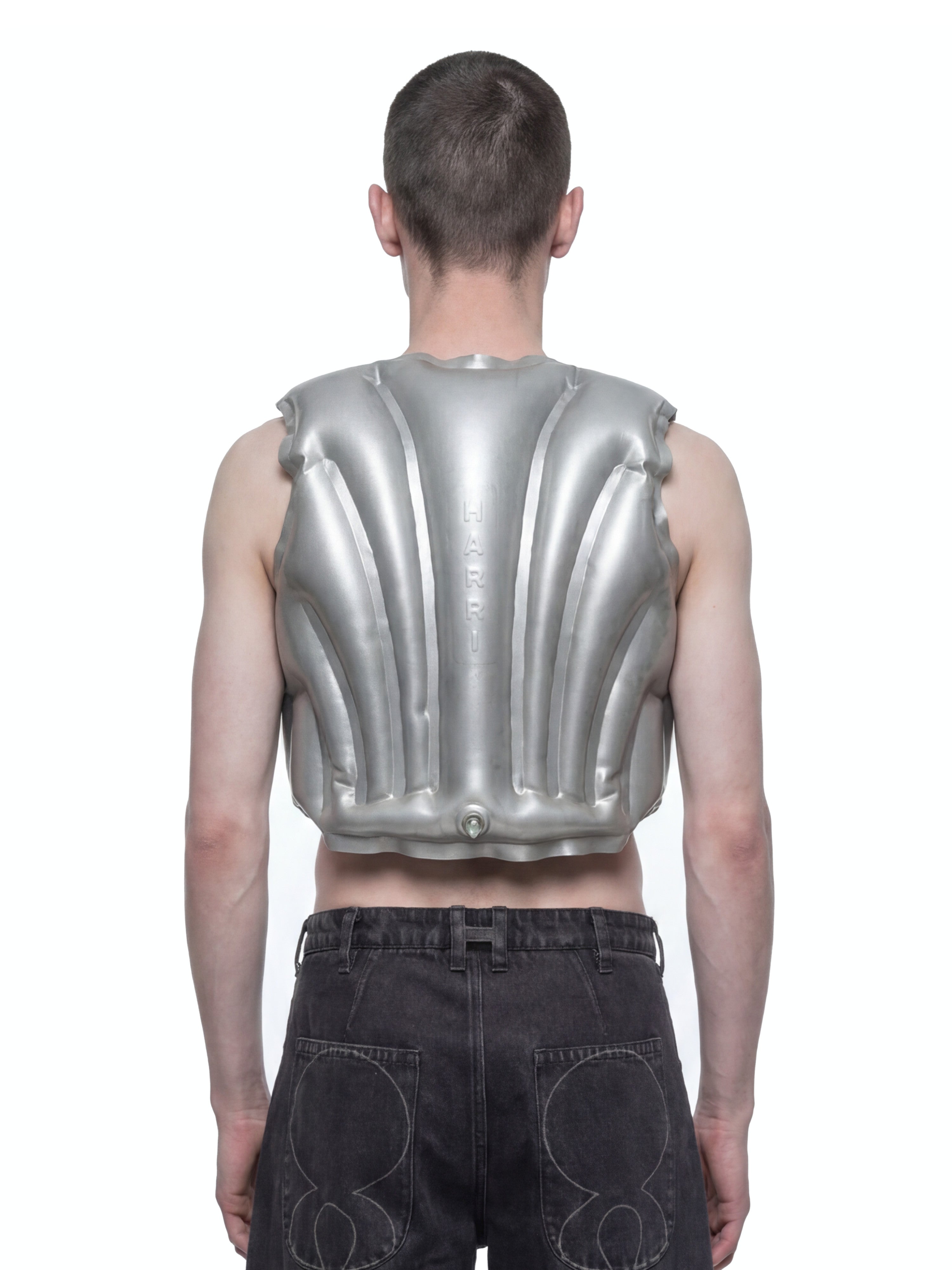 Silver inflatable armour gilet