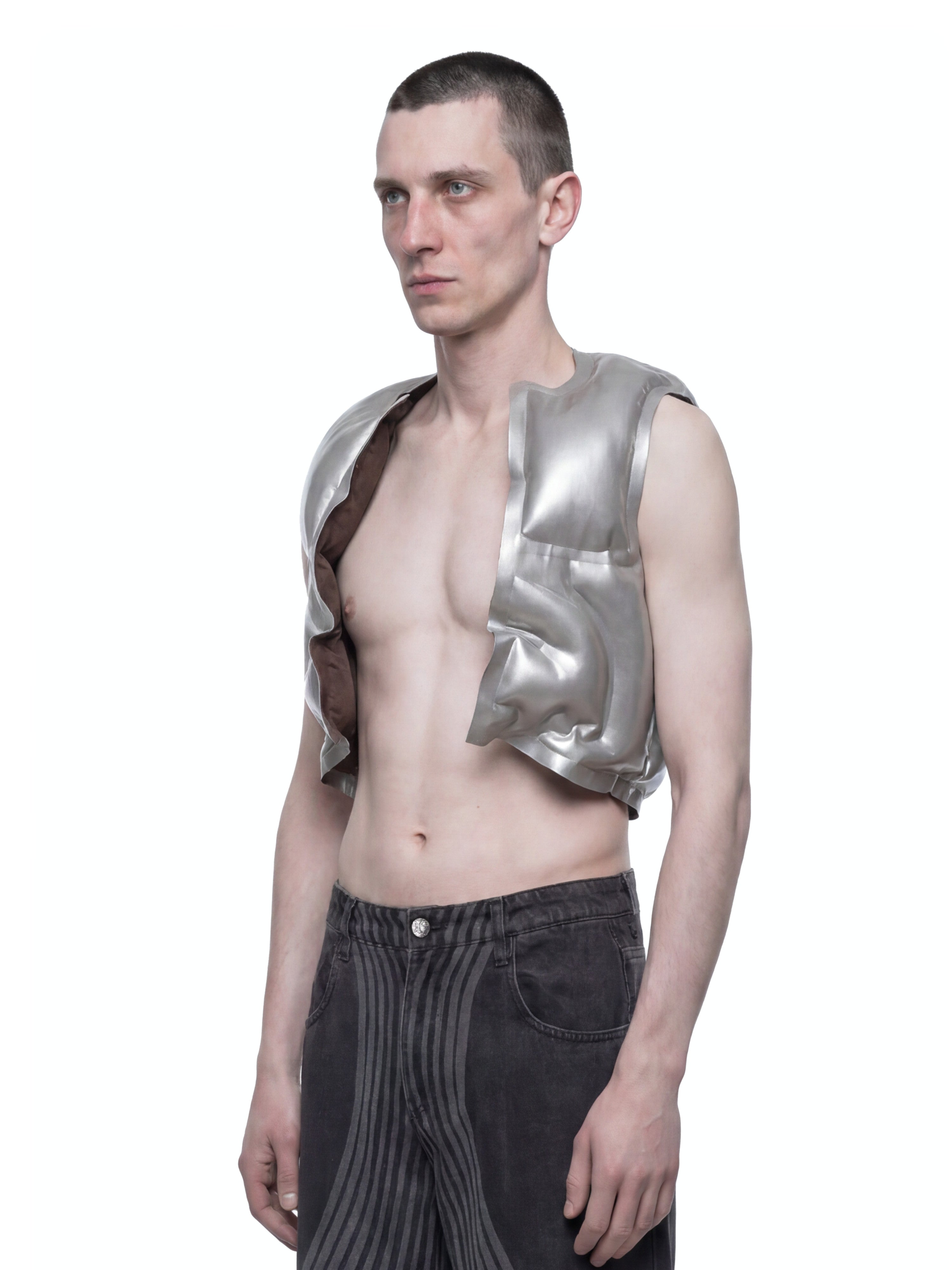Silver inflatable armour gilet