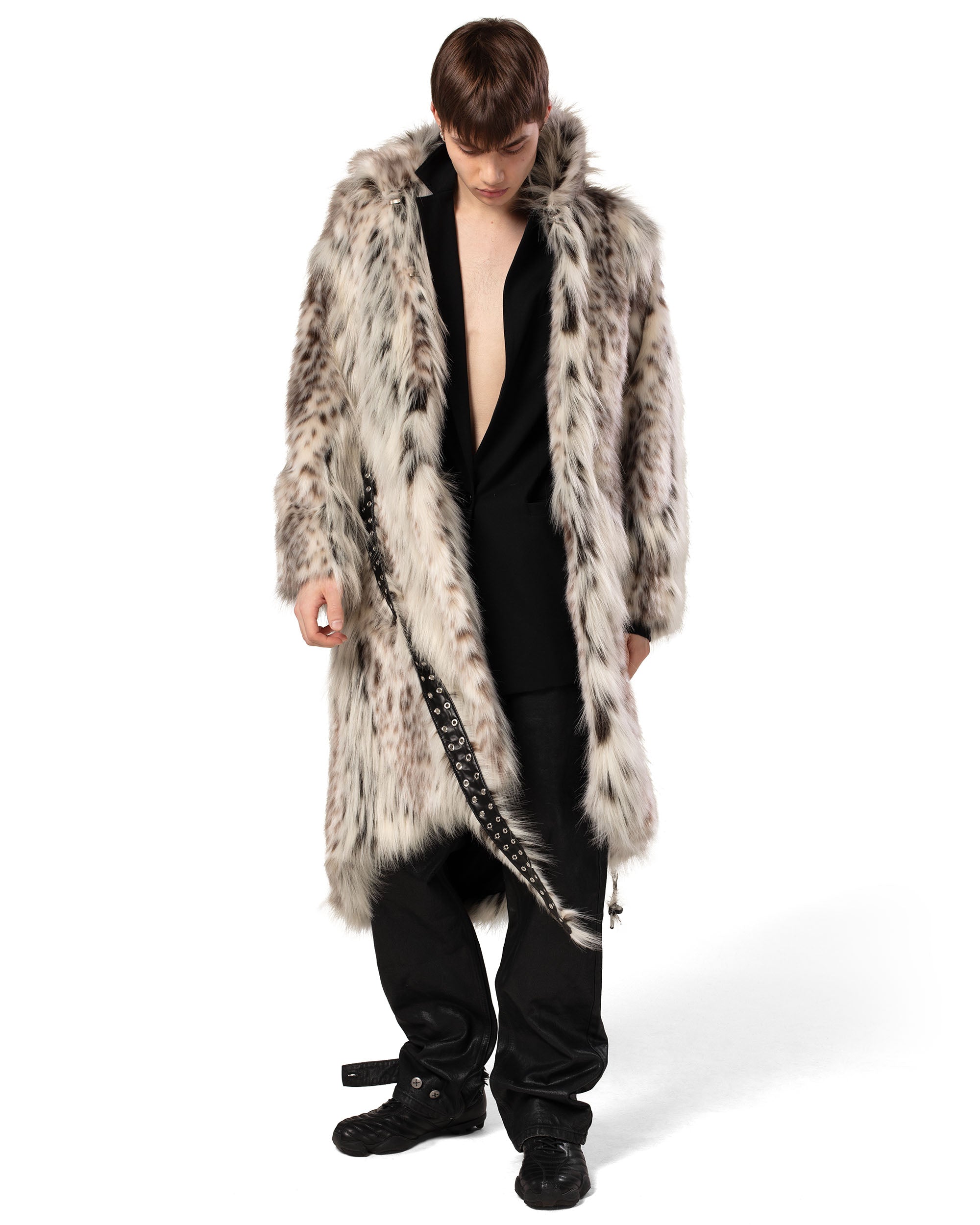 Long snow lynx fur coat
