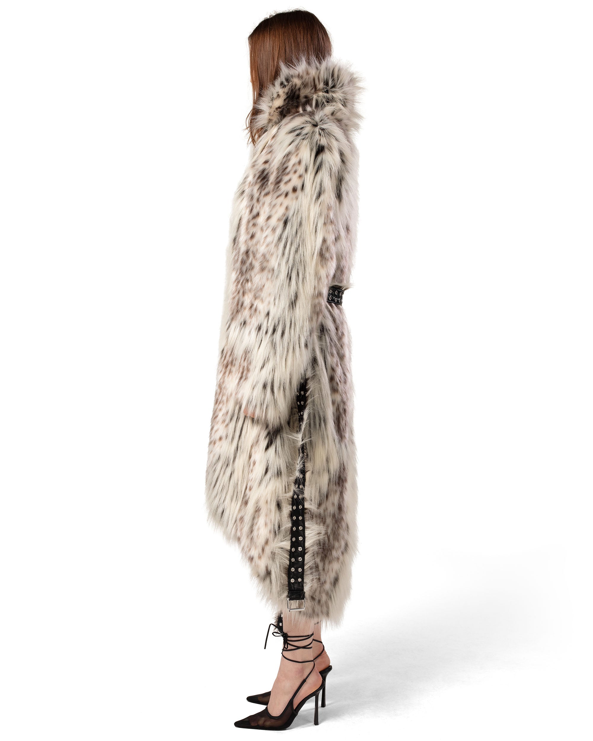 Long snow lynx fur coat