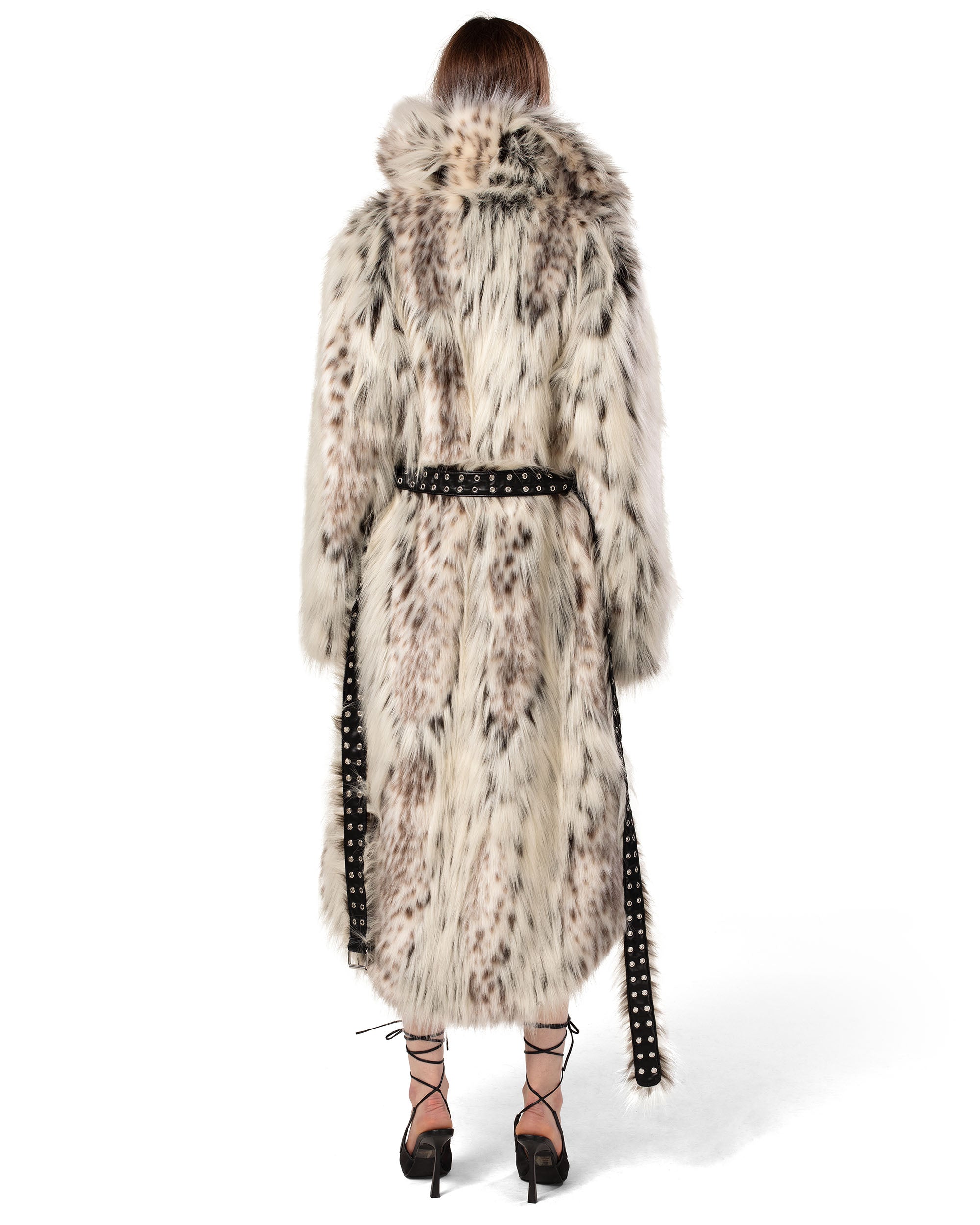 Long snow lynx fur coat