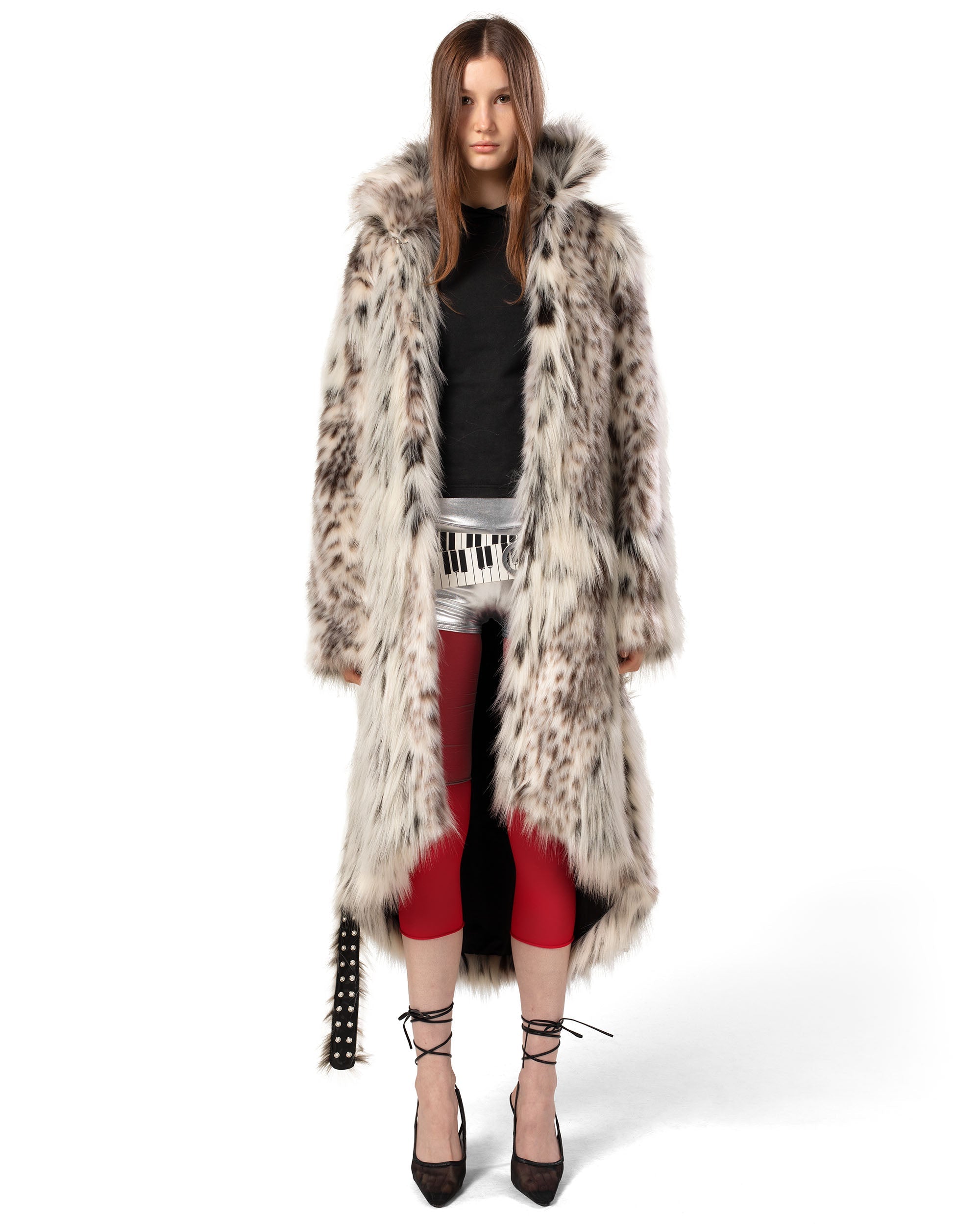 Long snow lynx fur coat