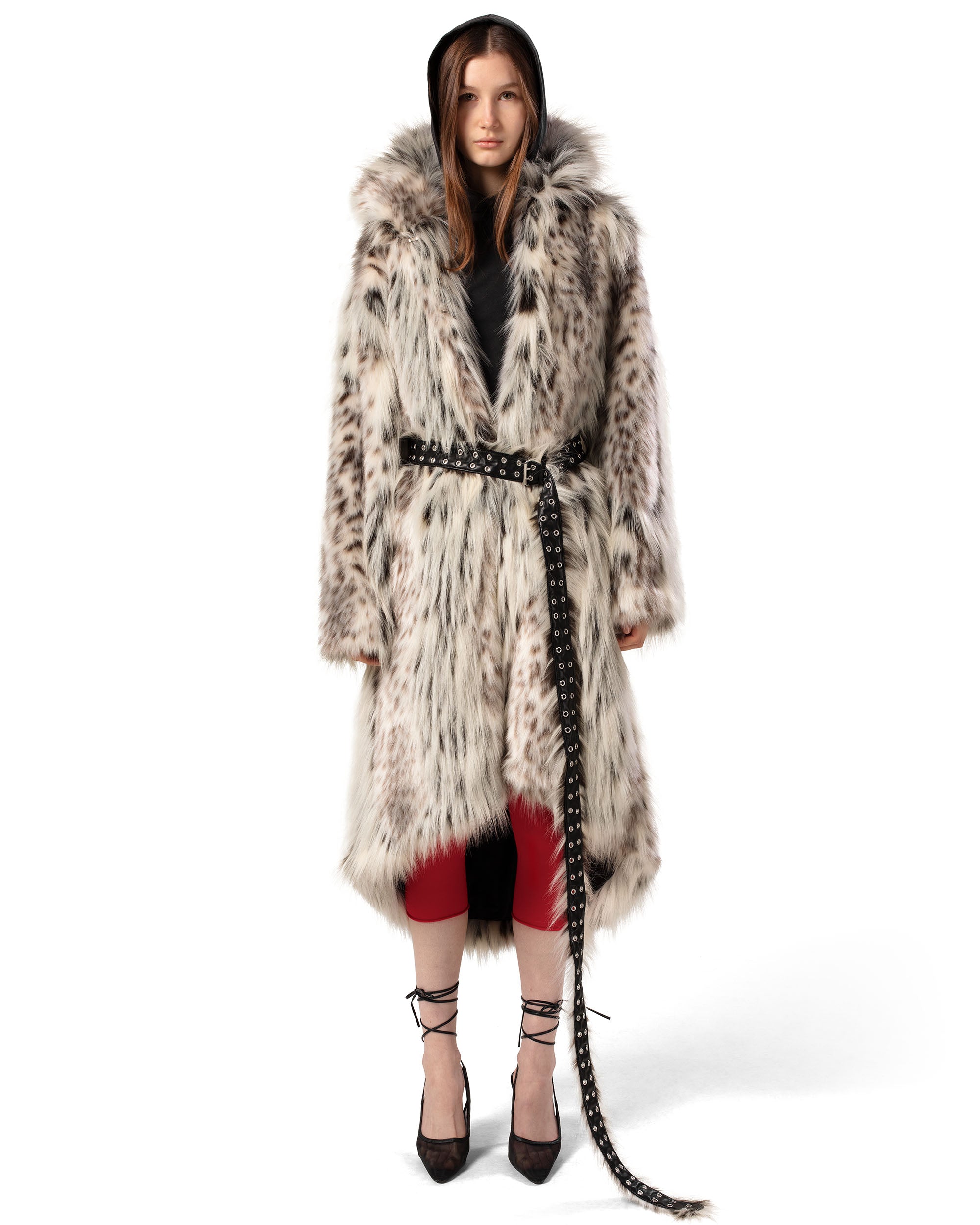Long snow lynx fur coat