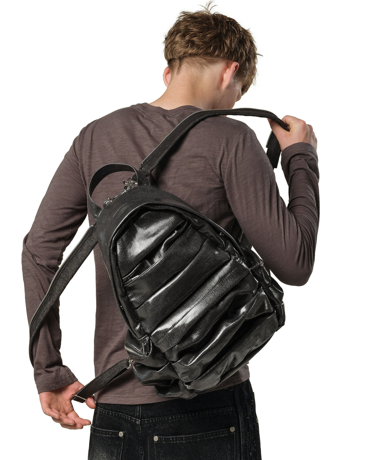 Wax denim backpack