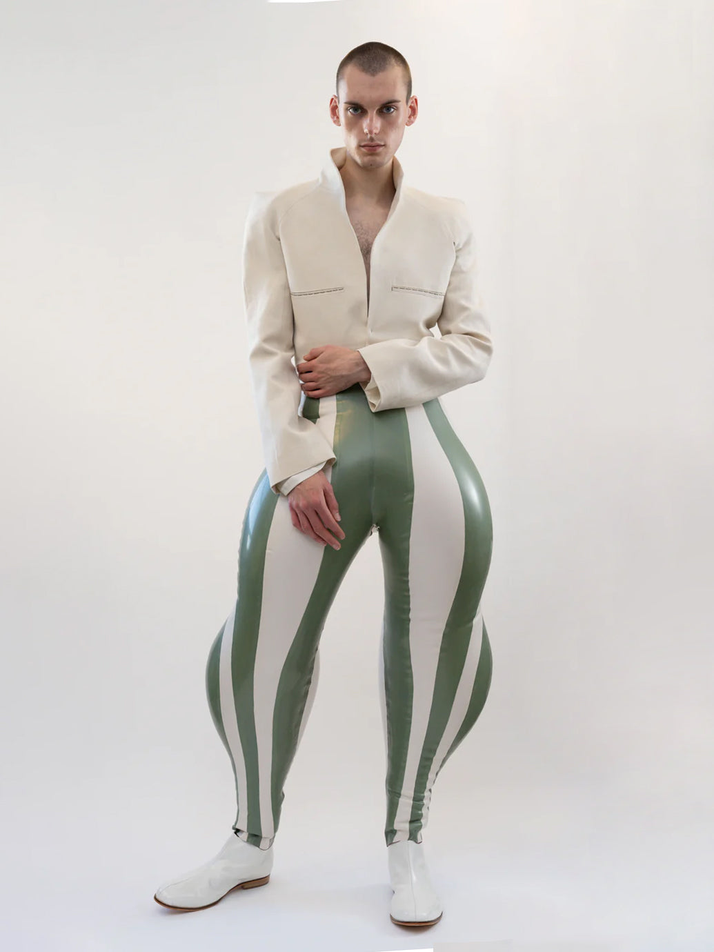 Striped swirl inflatable trousers | harri exclusive