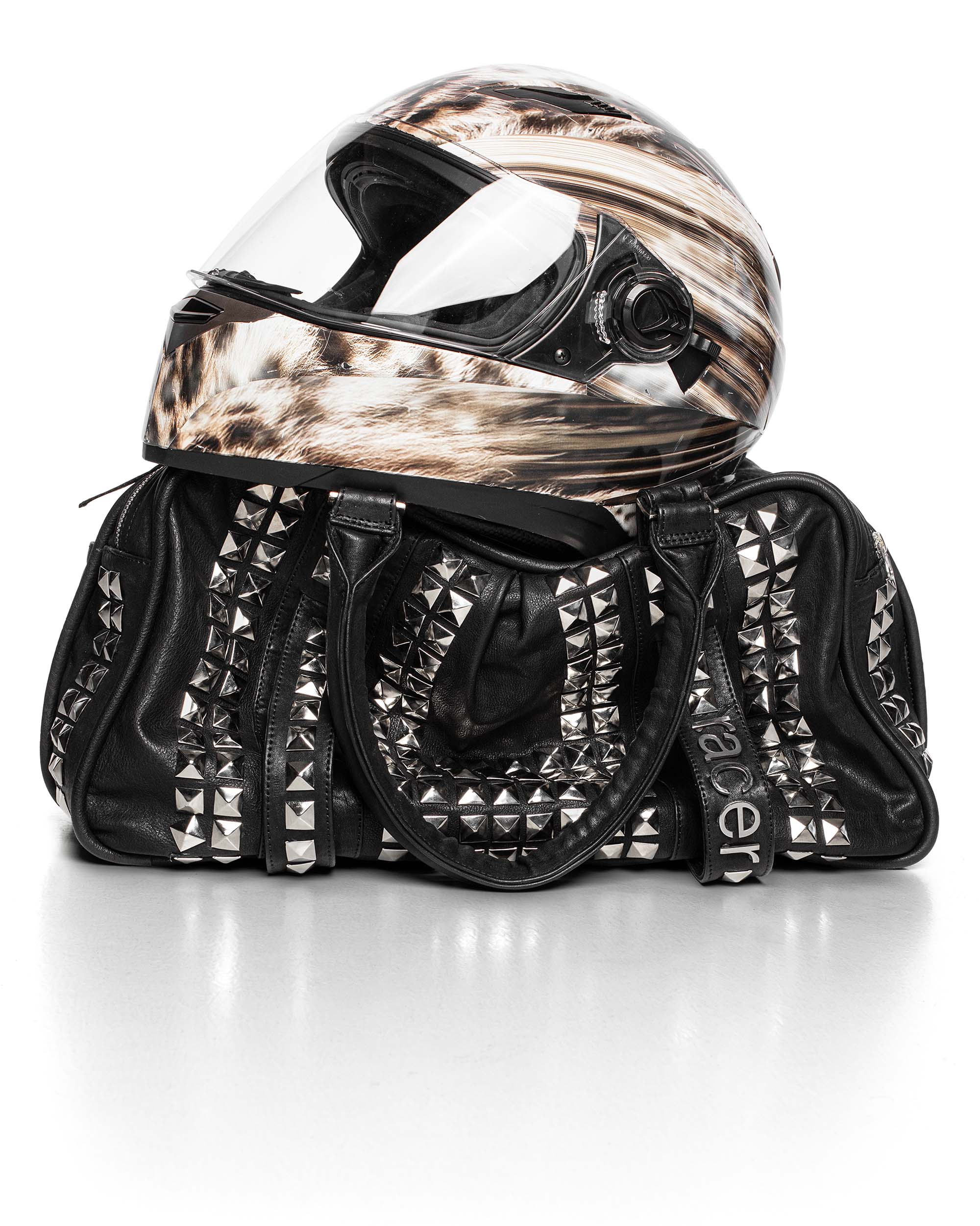 Studded leather bag