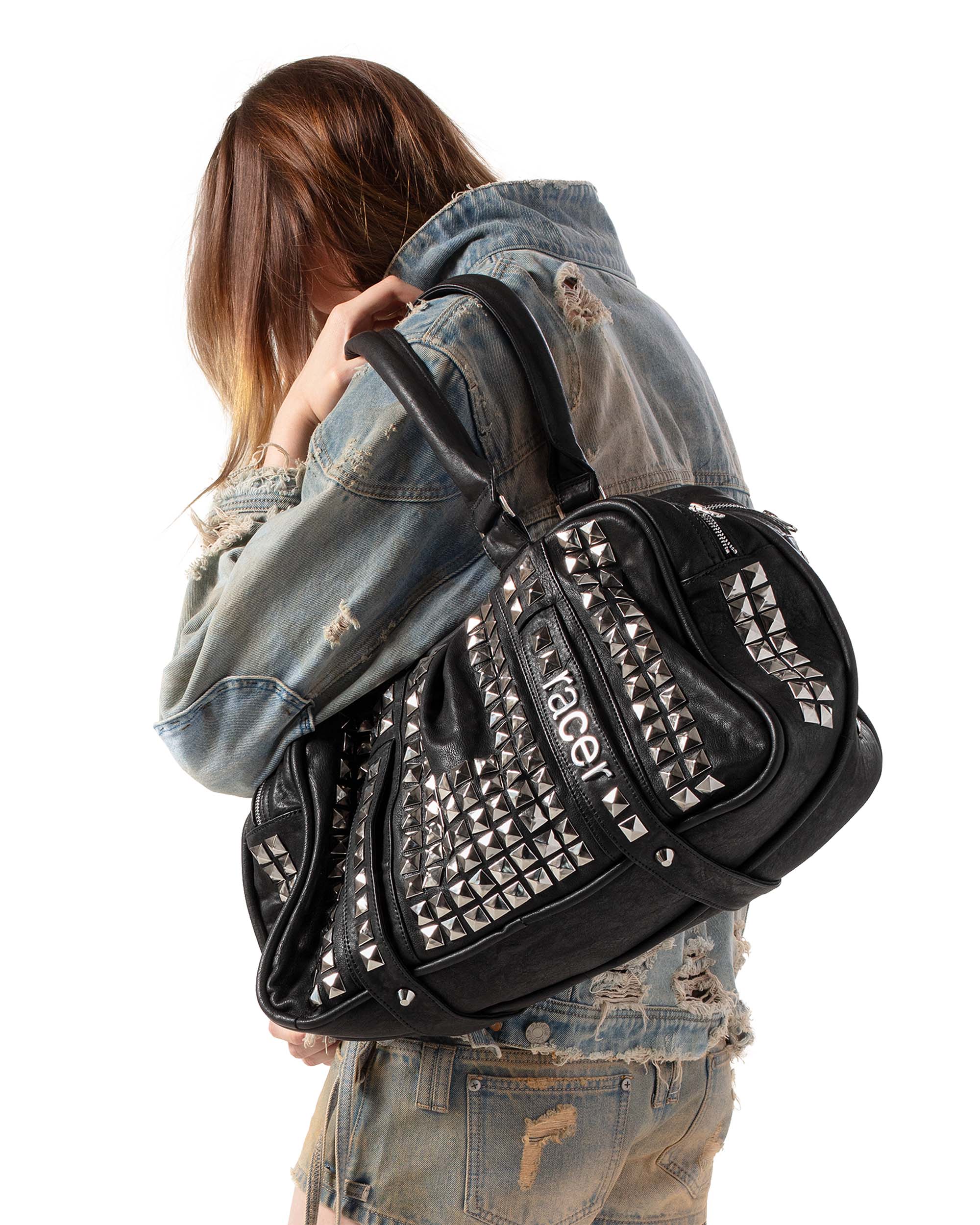 Studded leather bag