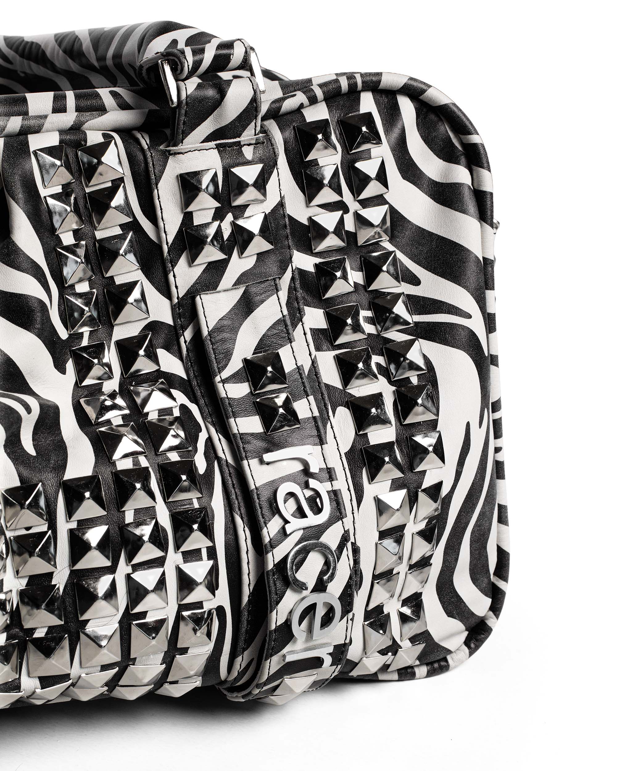 Zebra studded leather bag