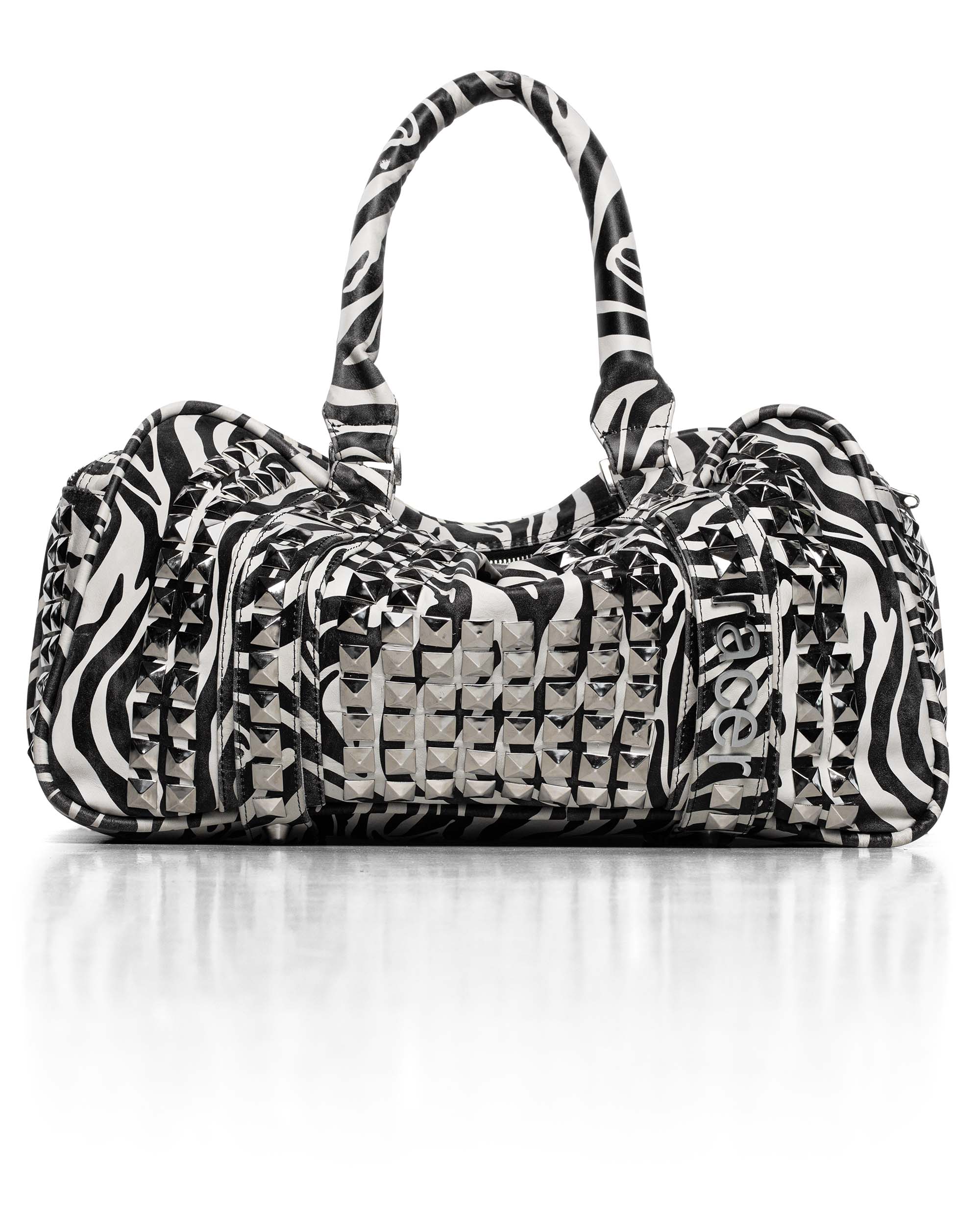 Zebra studded leather bag