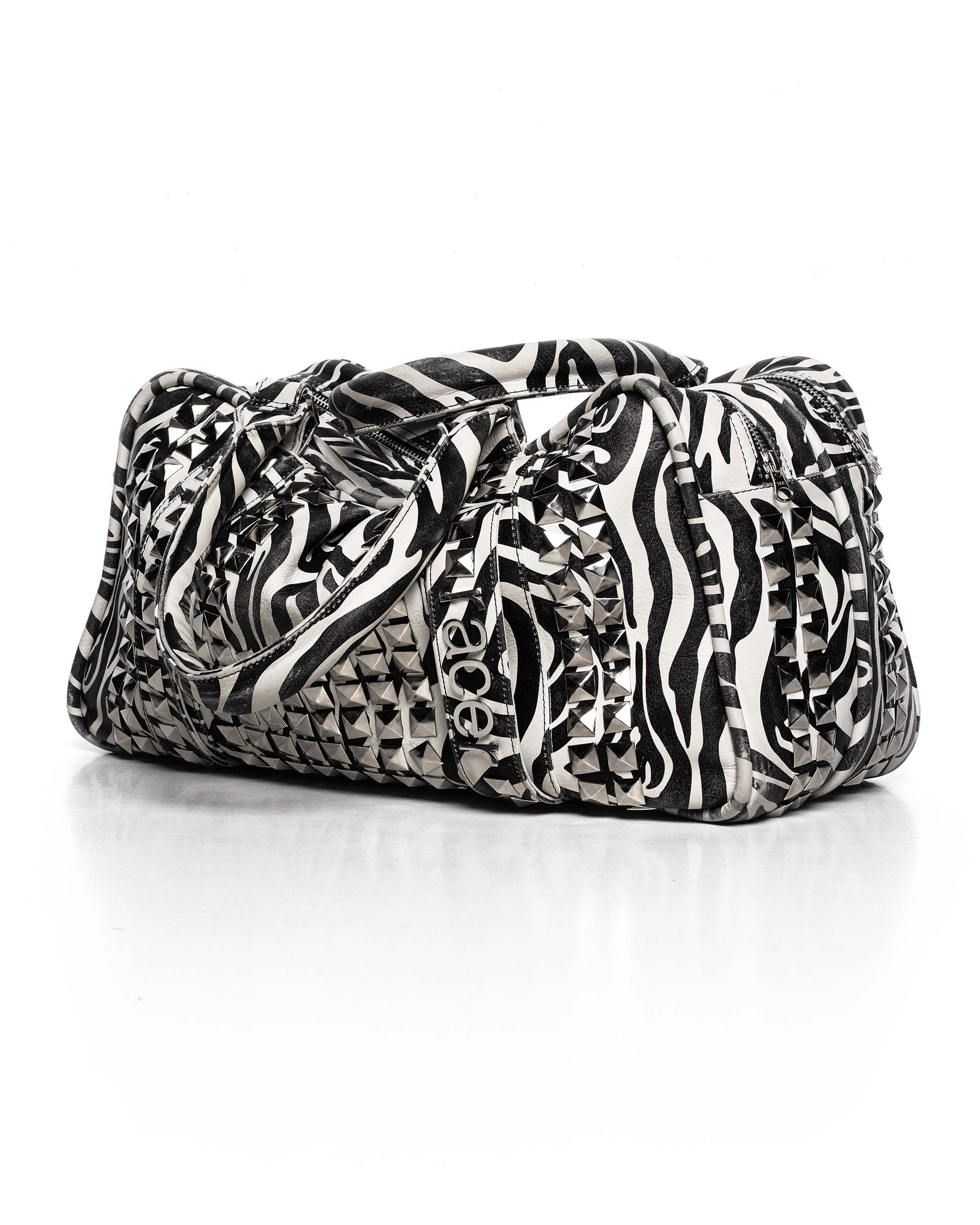 Zebra studded leather bag
